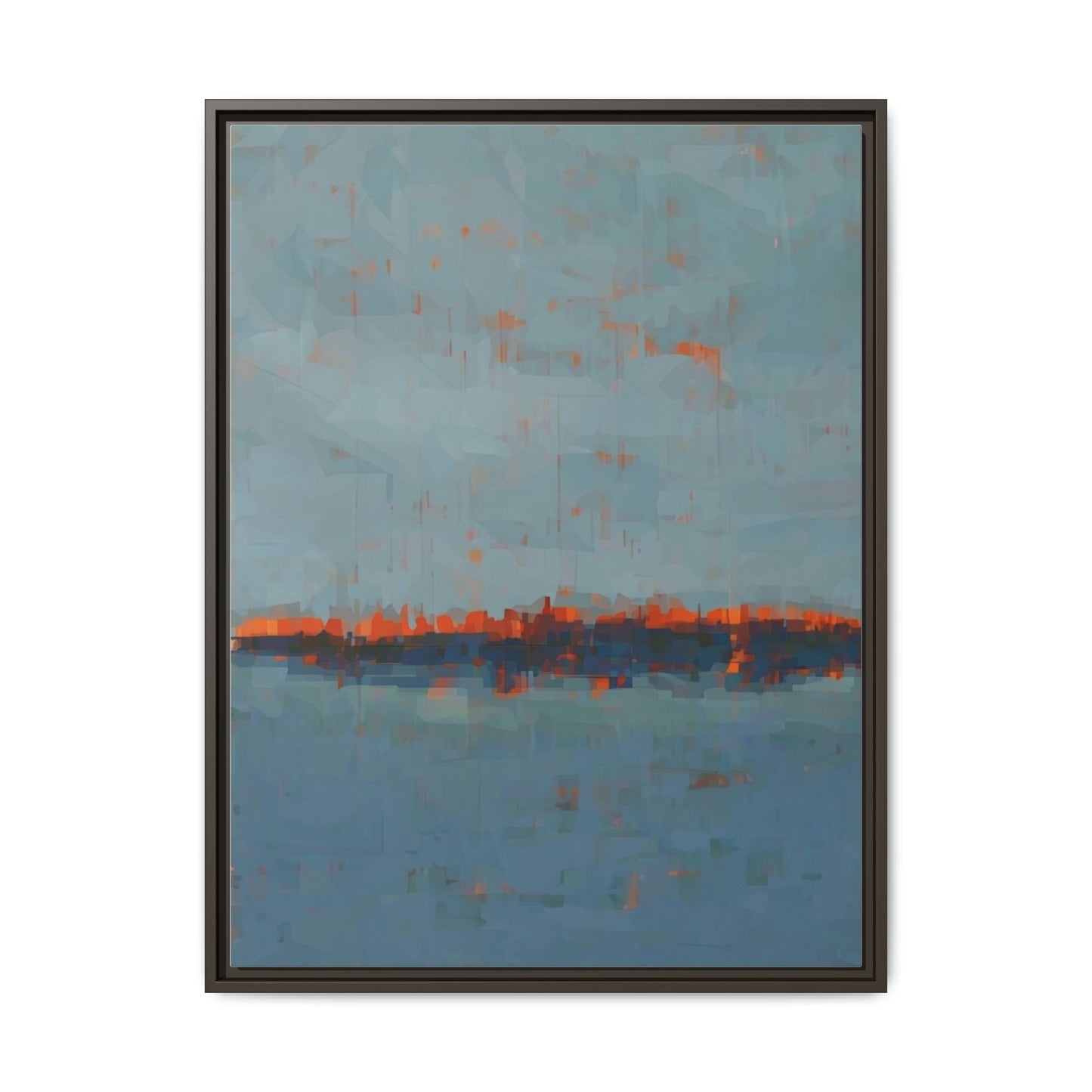 Framed Canvas Art — Teal & Orange Abstract Seascape