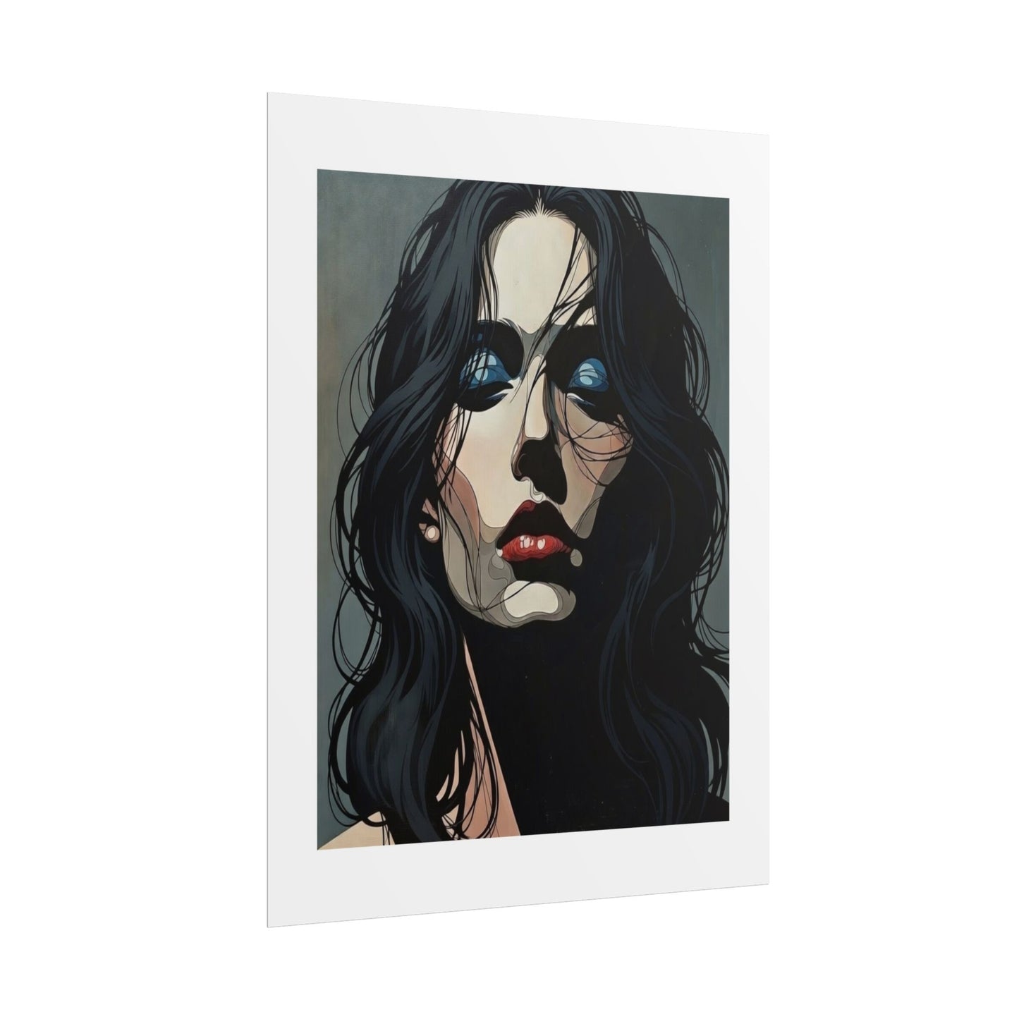 Rolled Poster — Moody Portrait Art Print (Dark Femme, Blue Eyeshadow)
