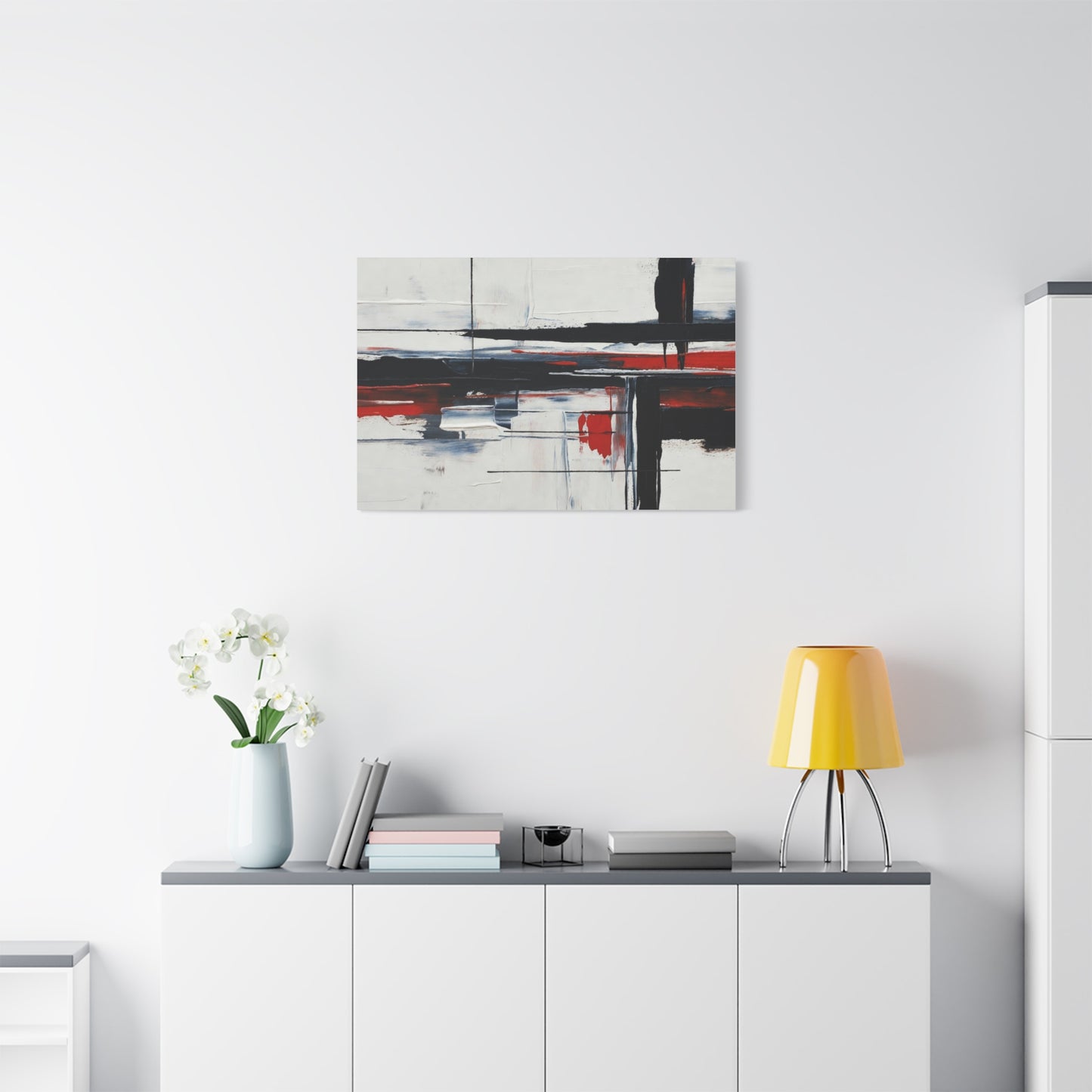 Abstract Red & Black Modern Canvas Art — Matte Stretched 1.25"