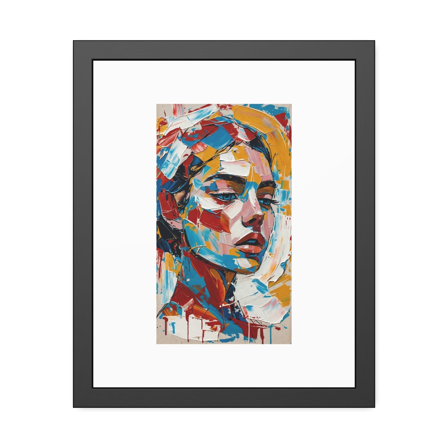 Abstract Colorful Portrait Framed Paper Poster – Modern Art Print for Home & Office