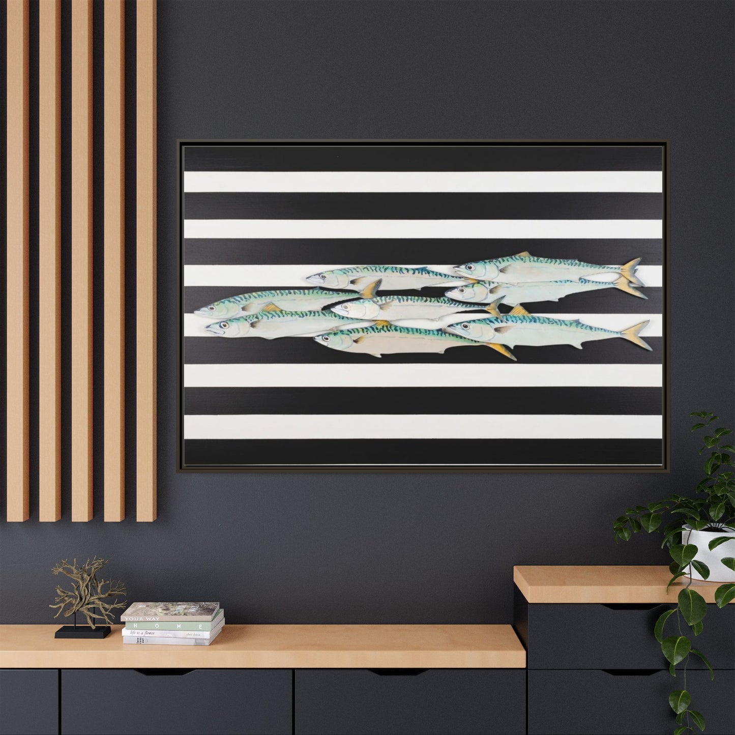 Striped Mackerel Canvas Print — Framed Matte Fish Wall Art