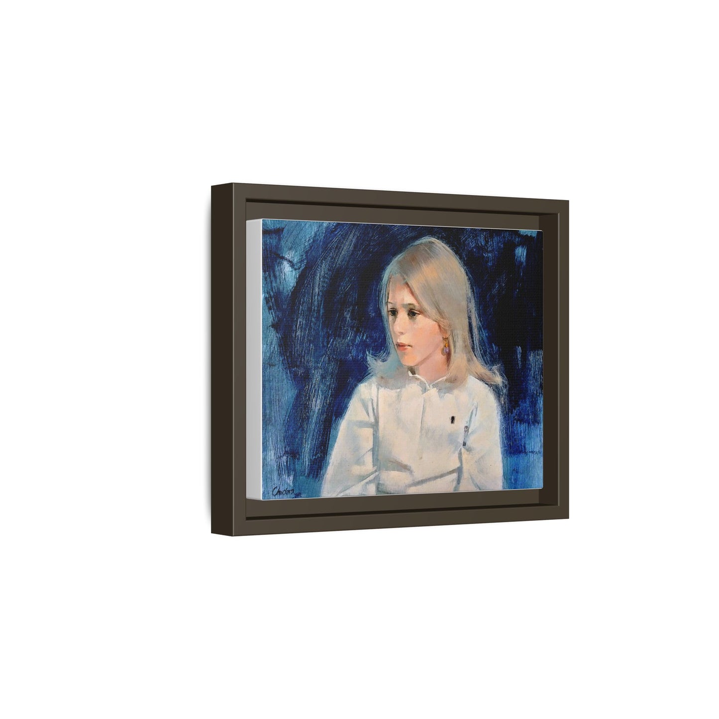 Painting of girl by Unknown Artist Framed Matte Canvas Classic Wall Art