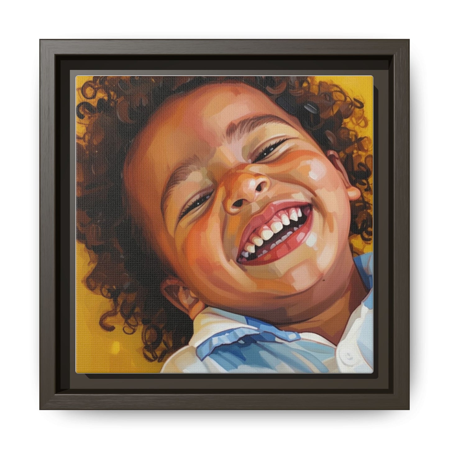 Framed Matte Canvas Print – Joyful Child Portrait, Colorful Nursery Wall Art