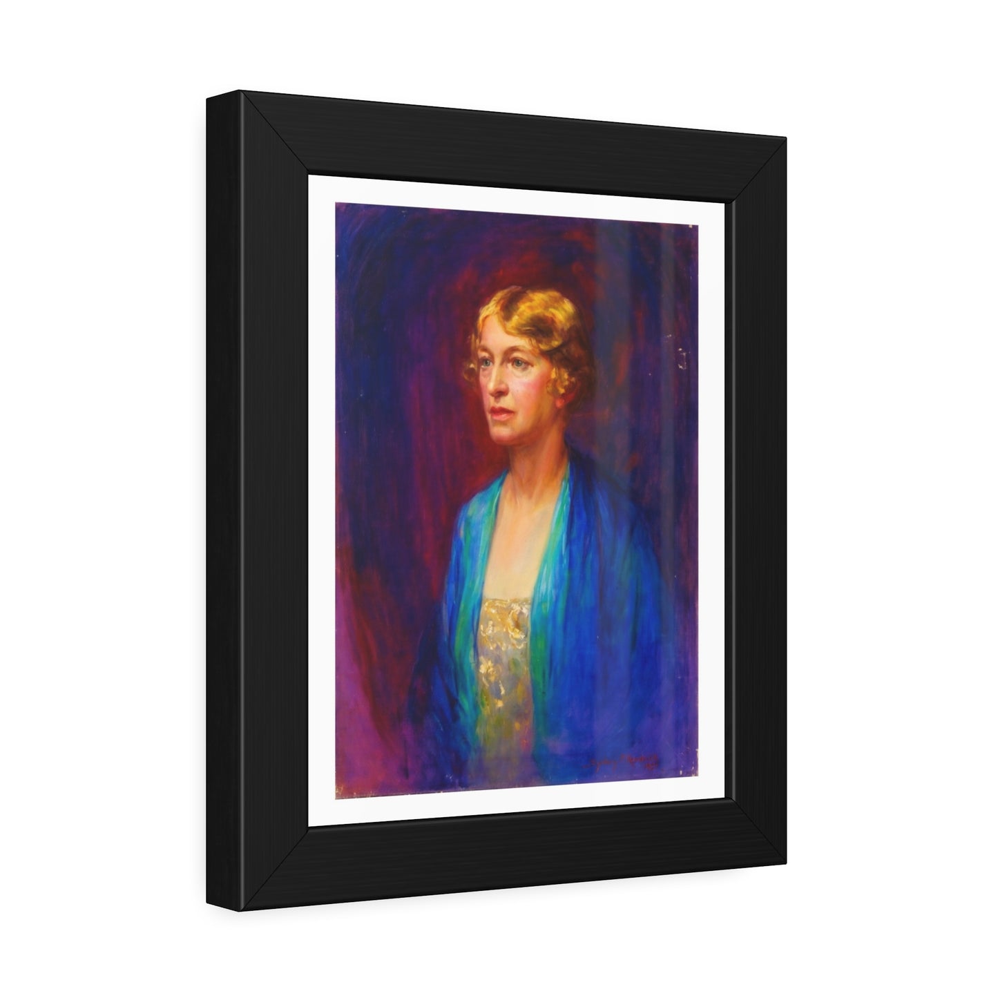 Framed Portrait Poster — Vintage Woman Oil-Style Art Print