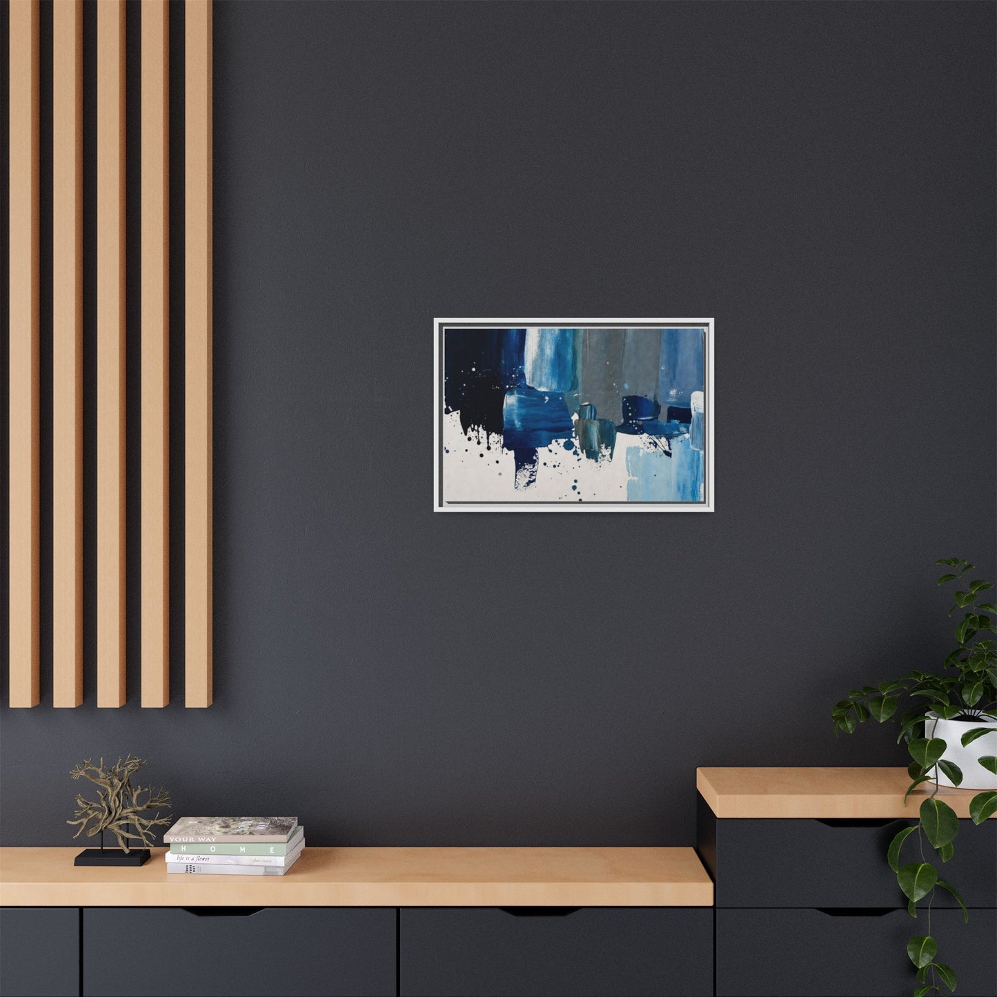 Abstract Blue Ocean Matte Canvas Framed Wall Art
