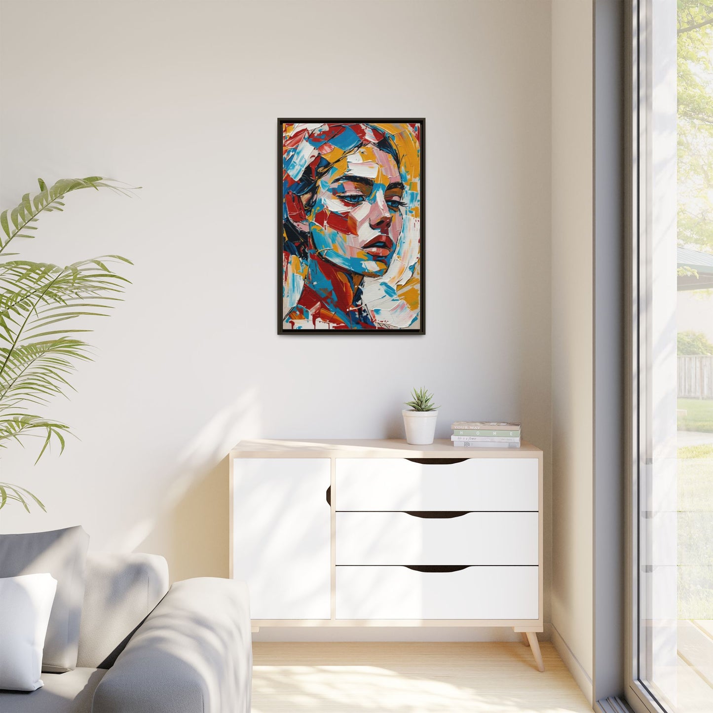 Colorful Abstract Portrait Framed Canvas Print
