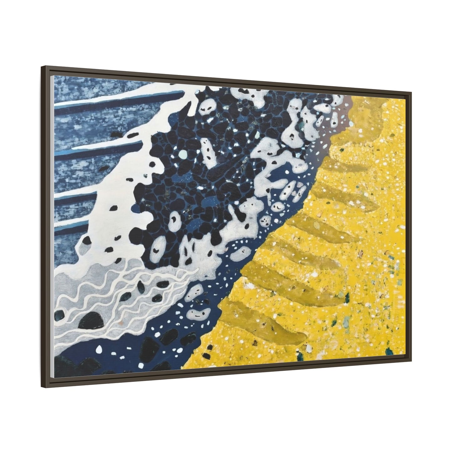 Framed Abstract Ocean & Sand Matte Canvas Print