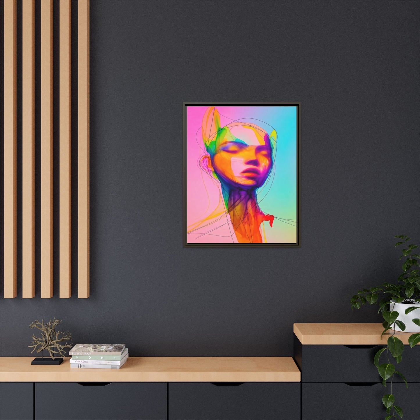 Framed Matte Canvas Art — Vibrant Abstract Portrait Wall Print