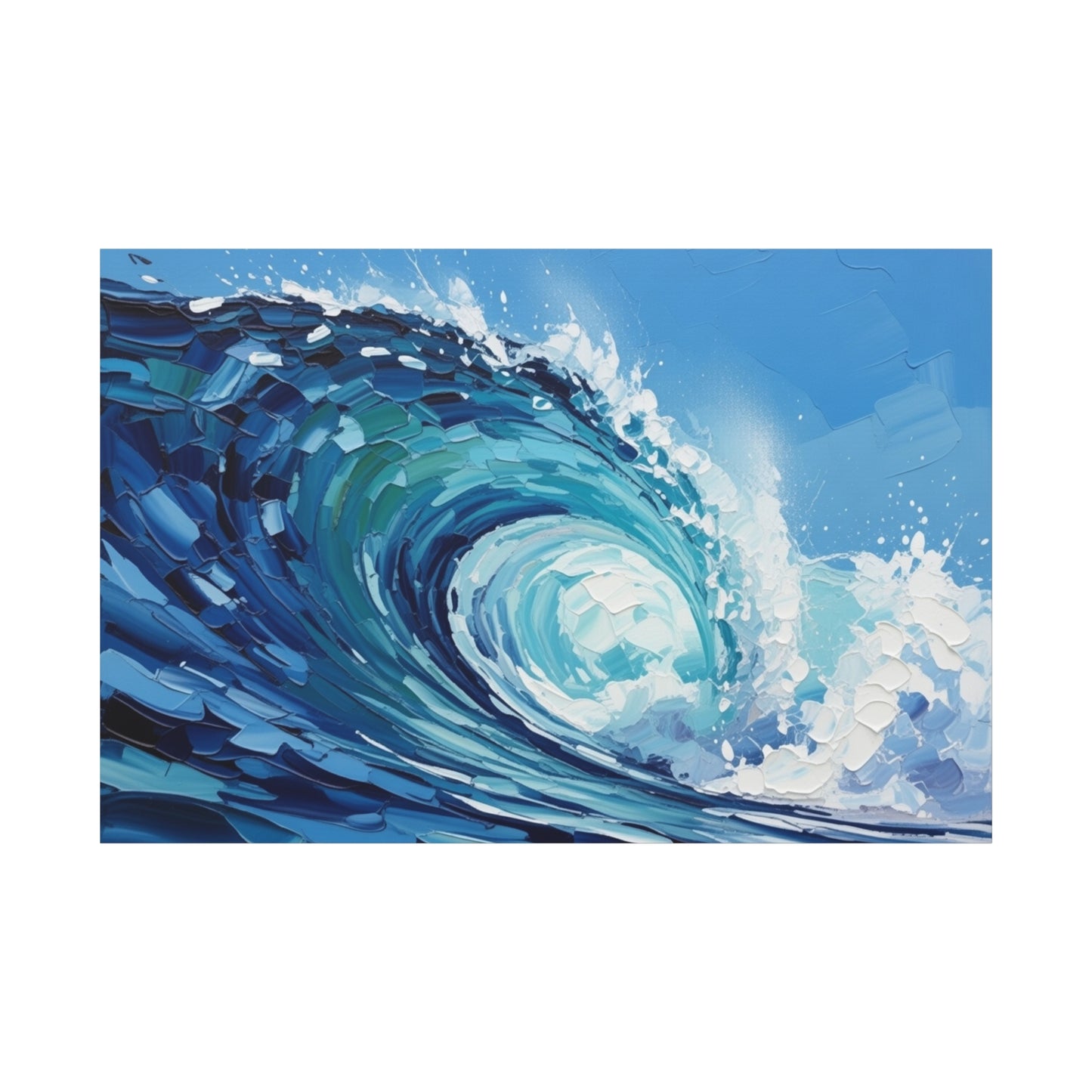 Ocean Wave Matte Canvas Wall Art — Blue Surf Wave Painting, Stretched 1.25"