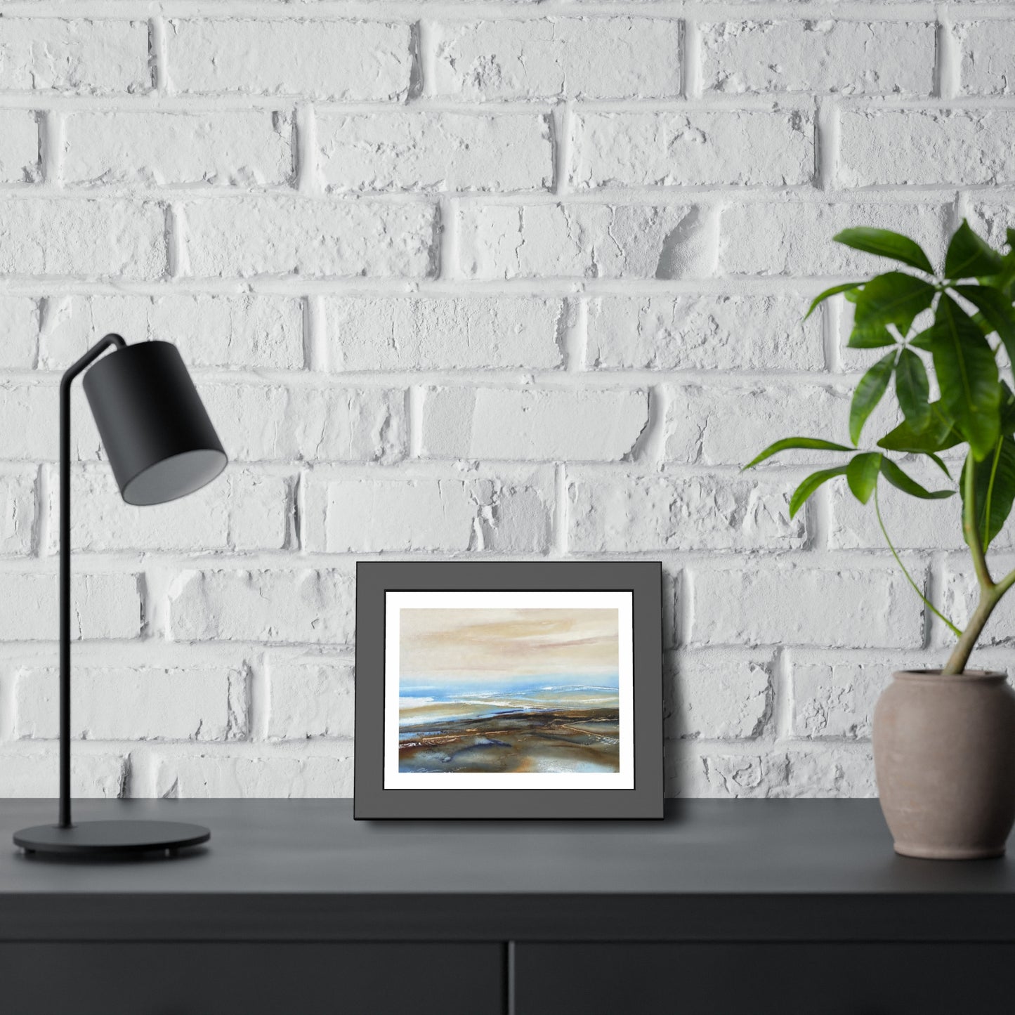 Framed Paper Poster — Abstract Coastal Watercolor Landscape Print