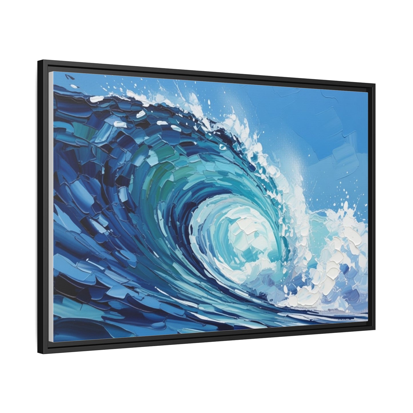 Framed Matte Canvas Wave Art — Blue Ocean Surf Wall Decor