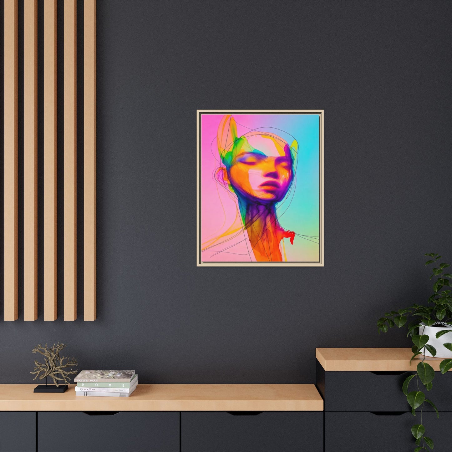 Framed Matte Canvas Art — Vibrant Abstract Portrait Wall Print