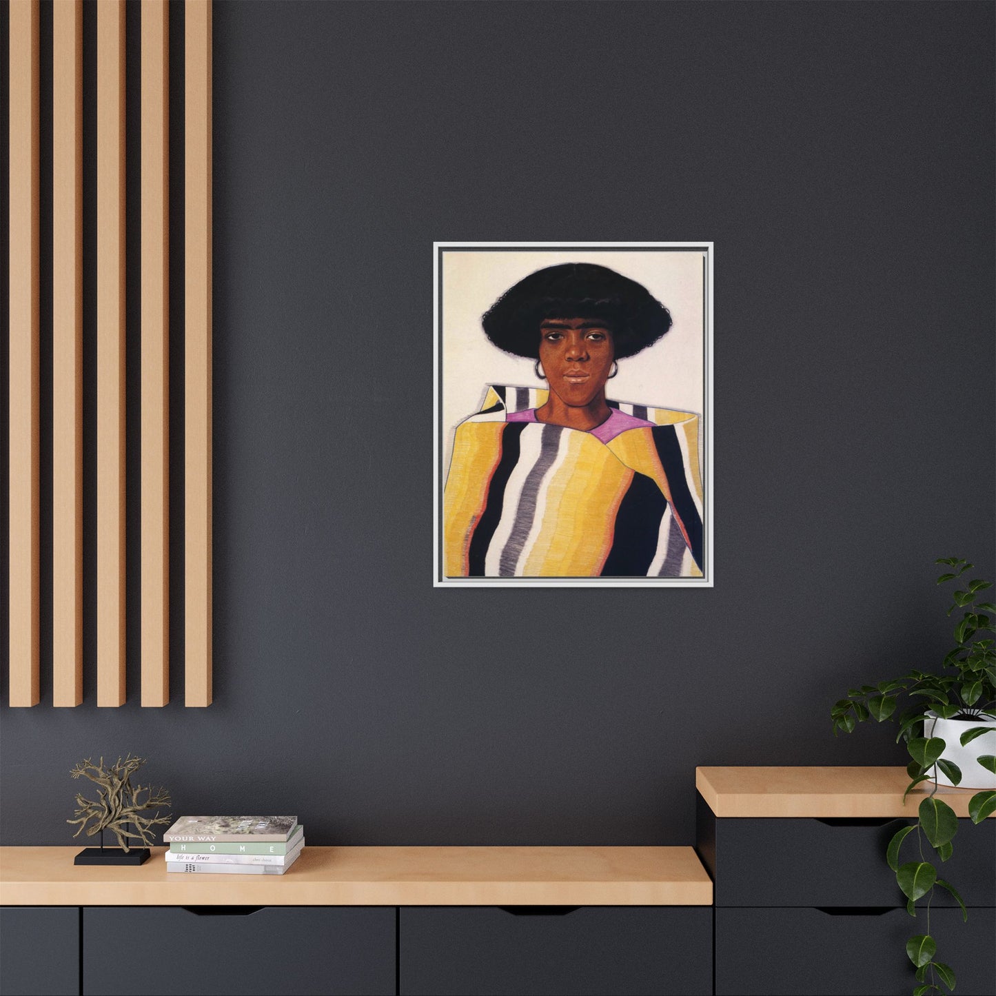 Portrait of an African American Woman by Winold Reiss Framed Matte Canvas Portrait