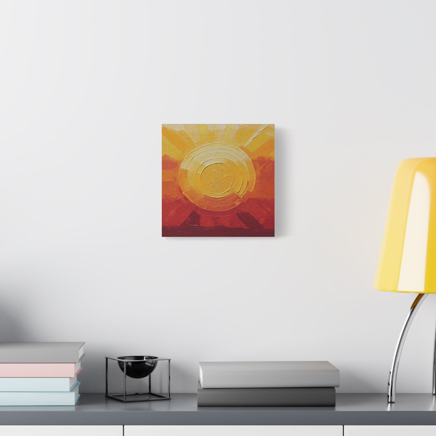 Abstract Sunrise Canvas Wall Art — Warm Sunrise Texture Matte Stretched Canvas