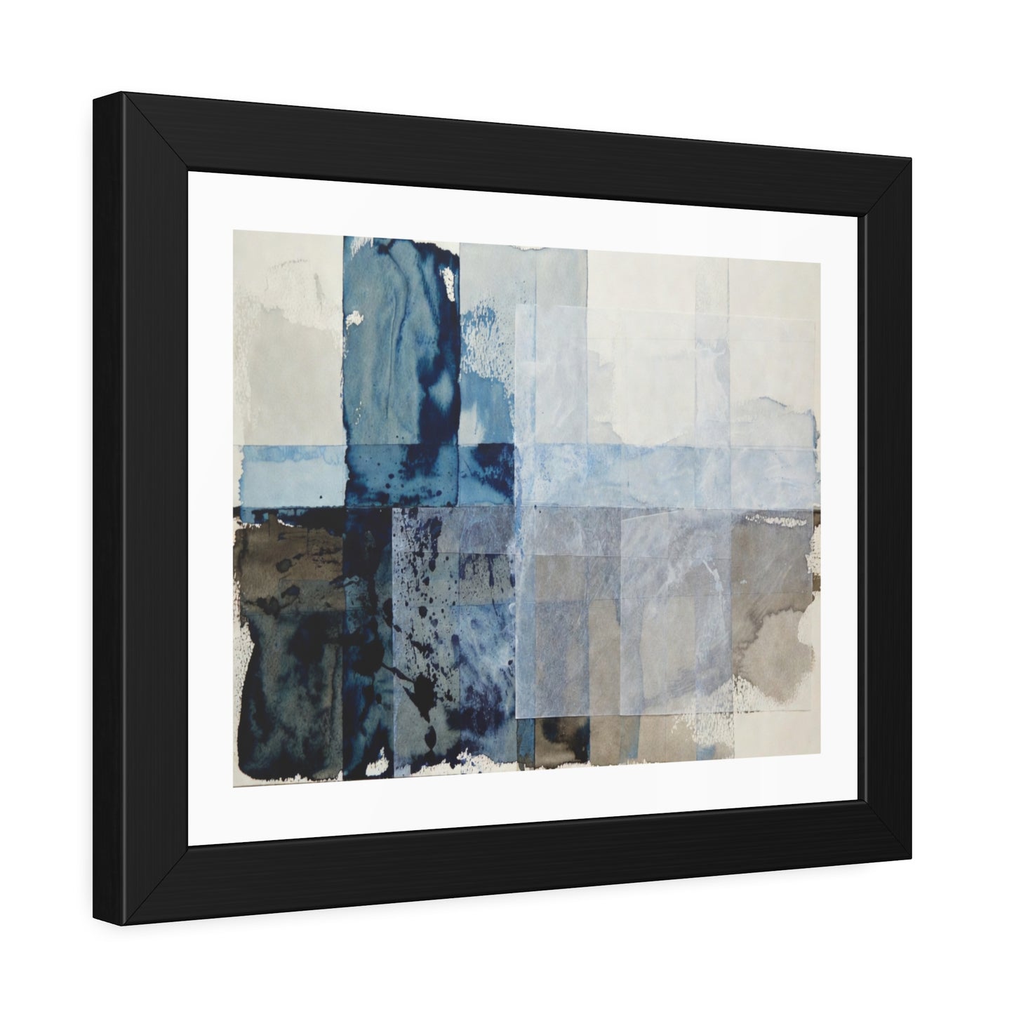 Framed Abstract Blue Watercolor Print — Modern Wall Art Poster