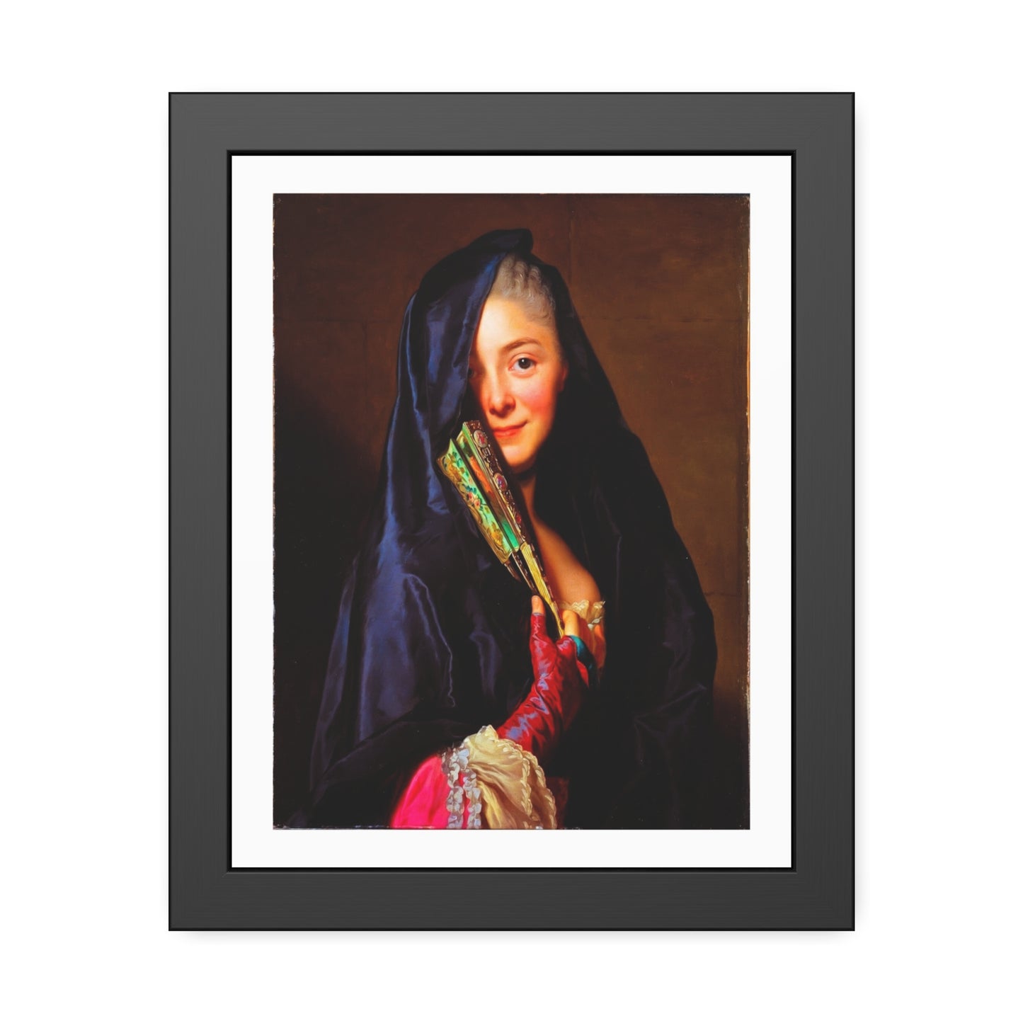 Framed Art Print — Woman with Fan Vintage Portrait Poster