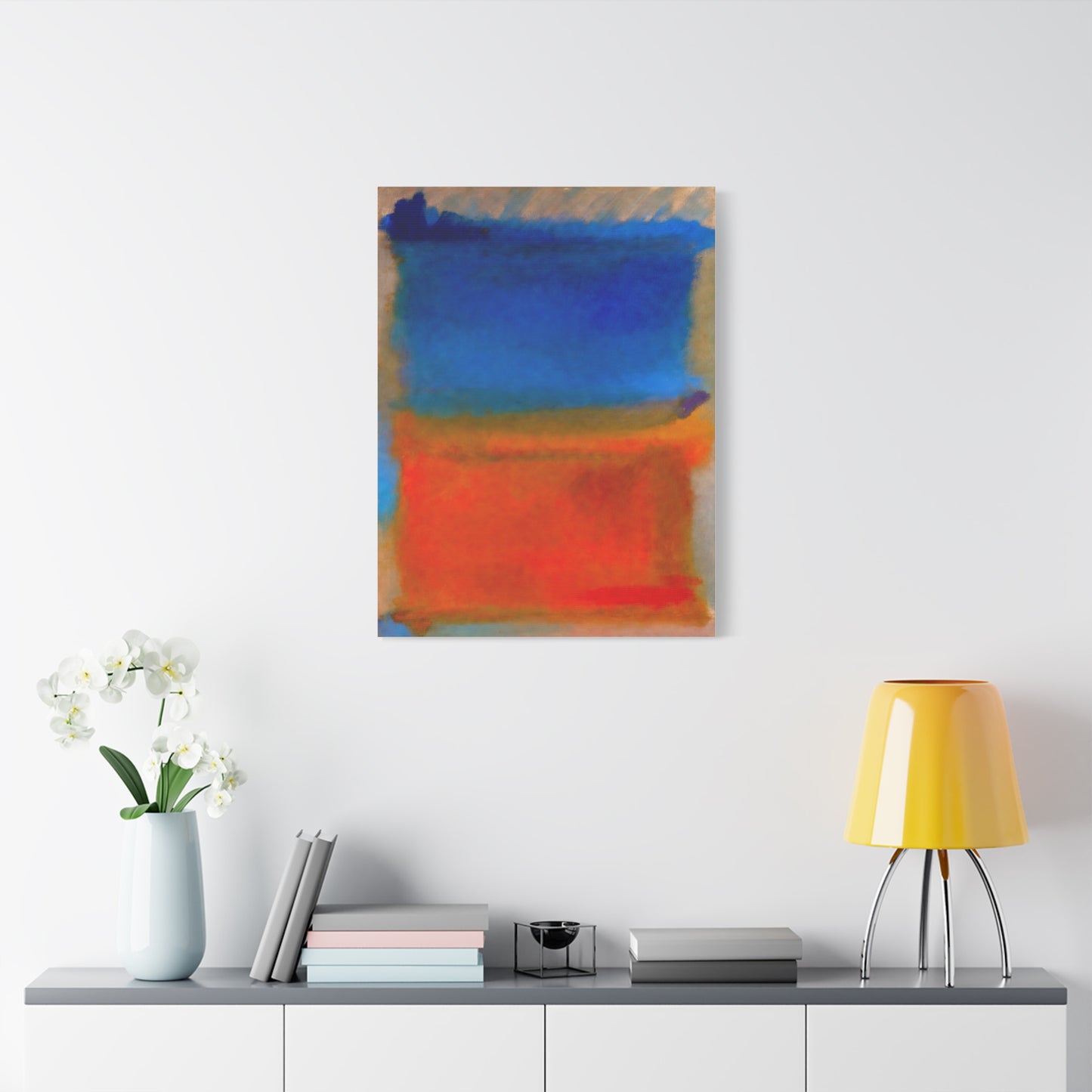 Abstract Blue and Orange Canvas Print — Modern Stretched Wall Art