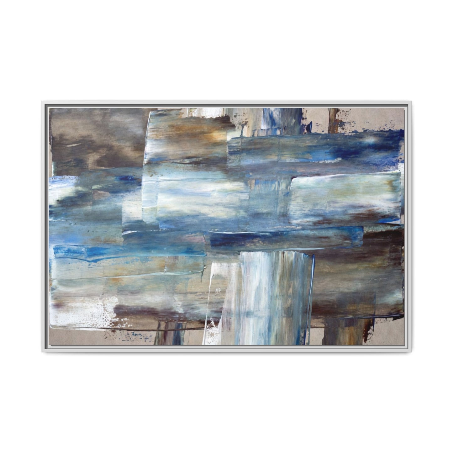 Abstract Blue Coastal Matte Canvas Framed Wall Art