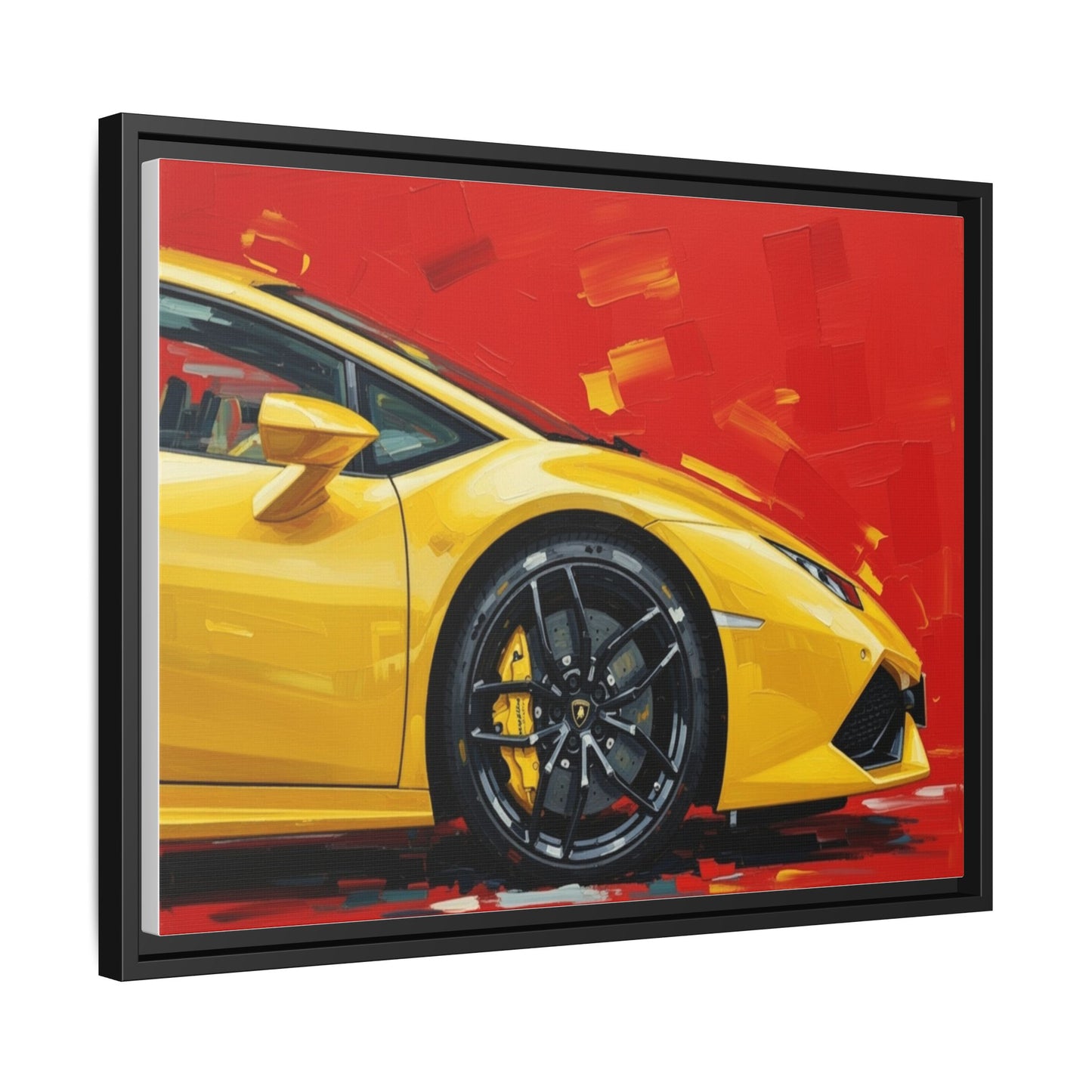 Yellow Sports Car Matte Canvas Print — Framed Automotive Wall Art