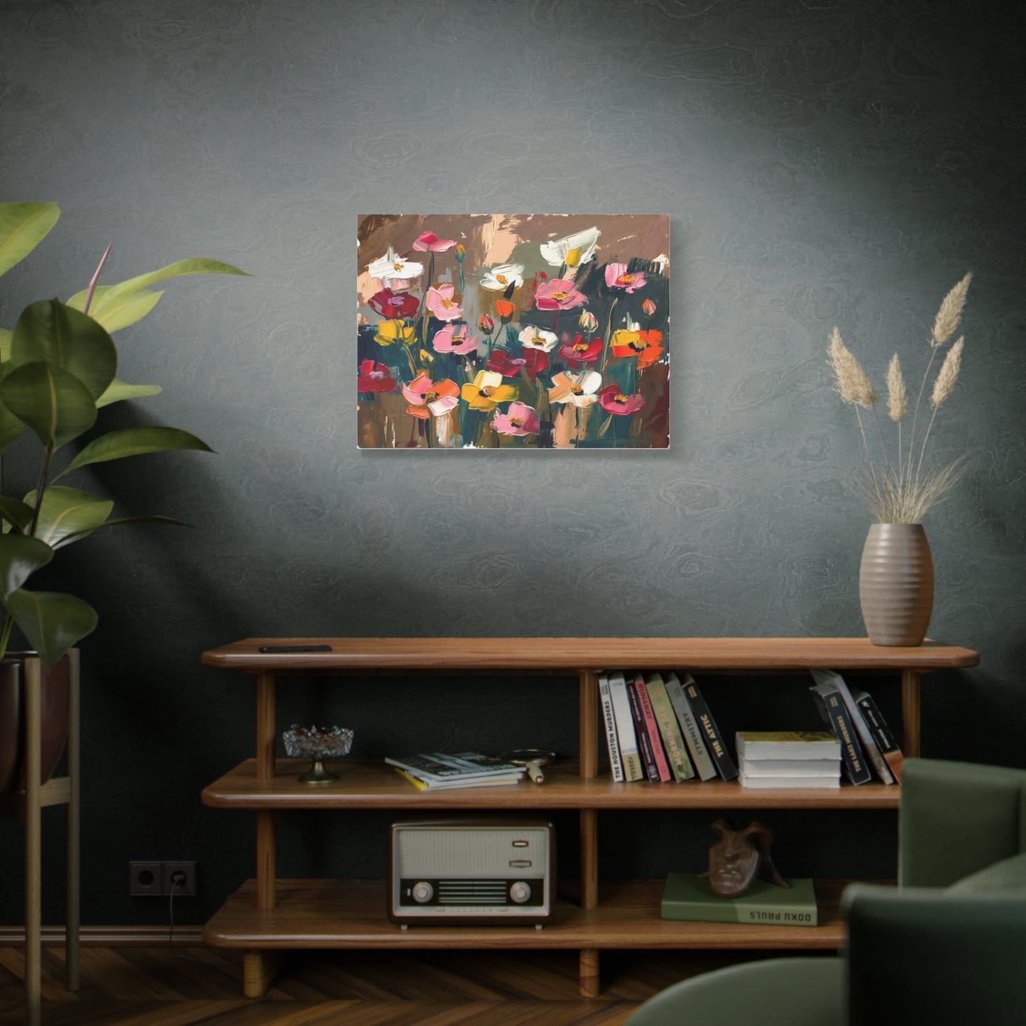 Abstract Floral Canvas Wall Art — Colorful Poppies Matte Stretched Print