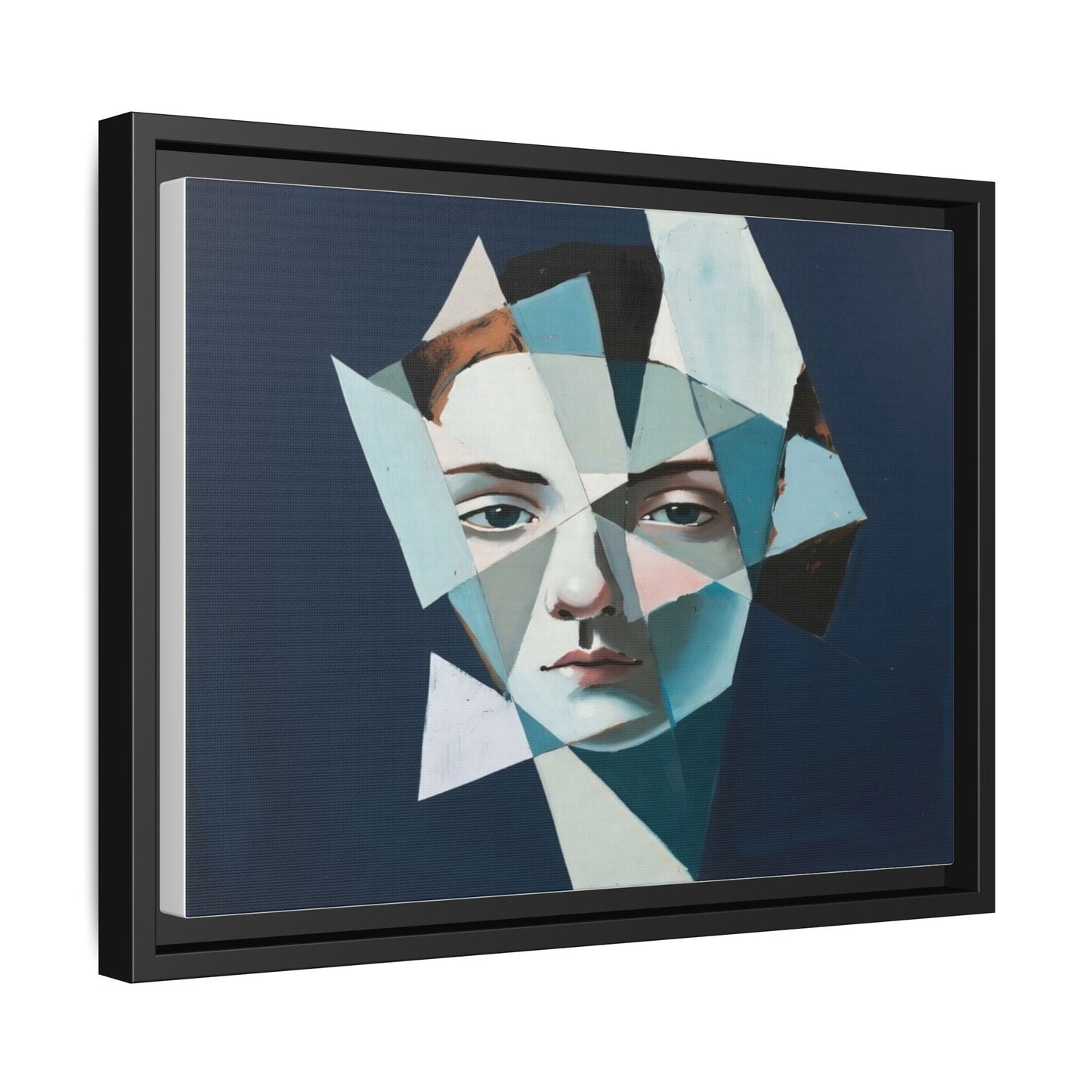 Abstract Fragmented Portrait Matte Canvas (Framed)