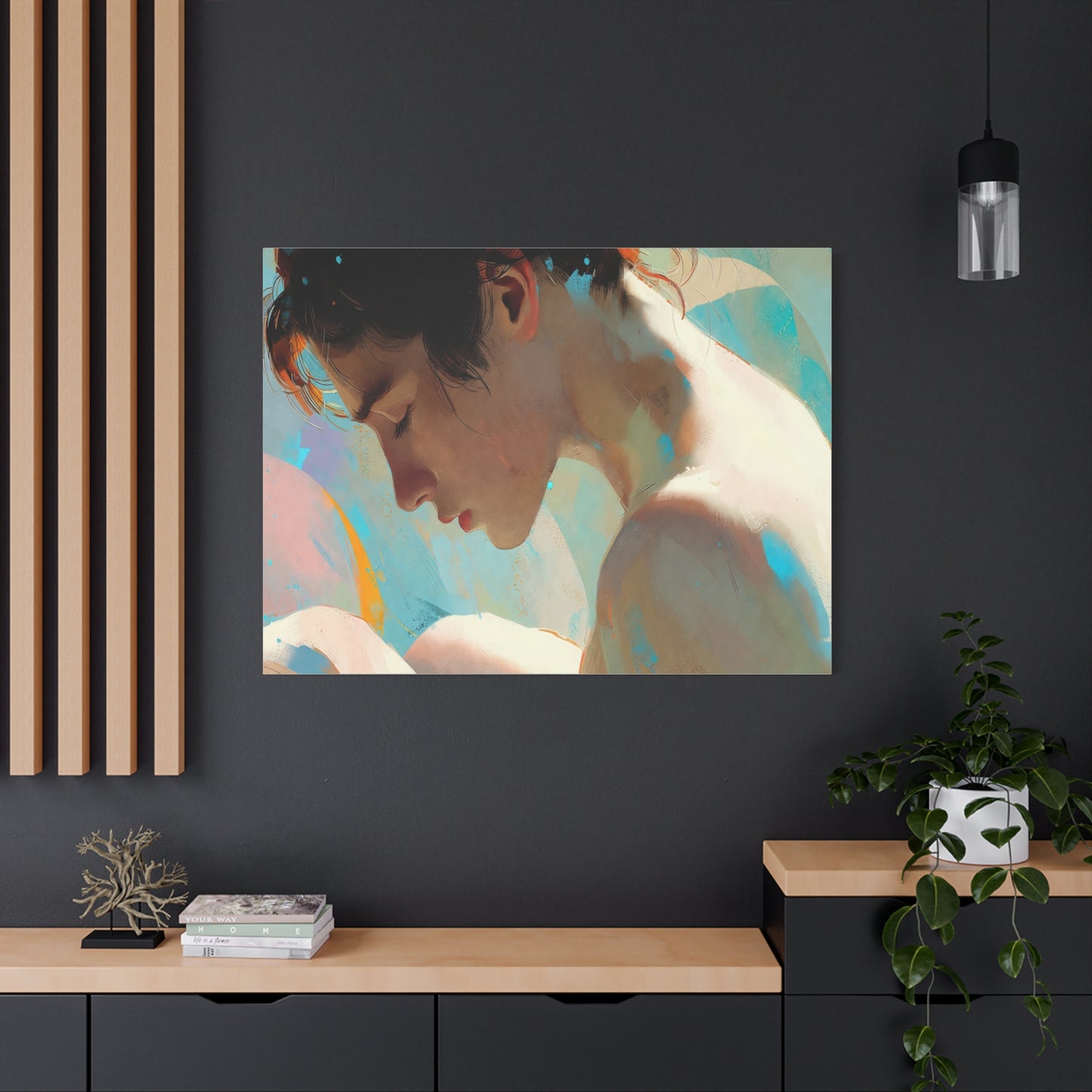 Dreamy Portrait Matte Canvas Print — Serene Female Profile Wall Art, Stretched 1.25"