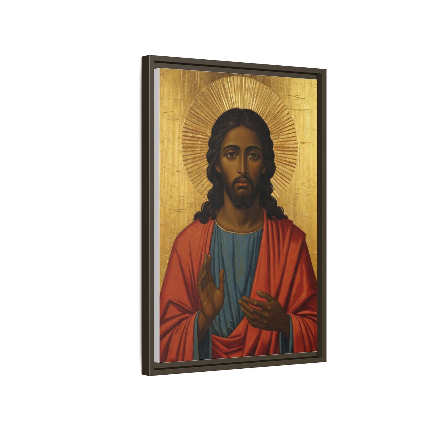 Framed Orthodox Christ Icon Matte Canvas — Religious Wall Art for Home, Church, or Prayer Corner