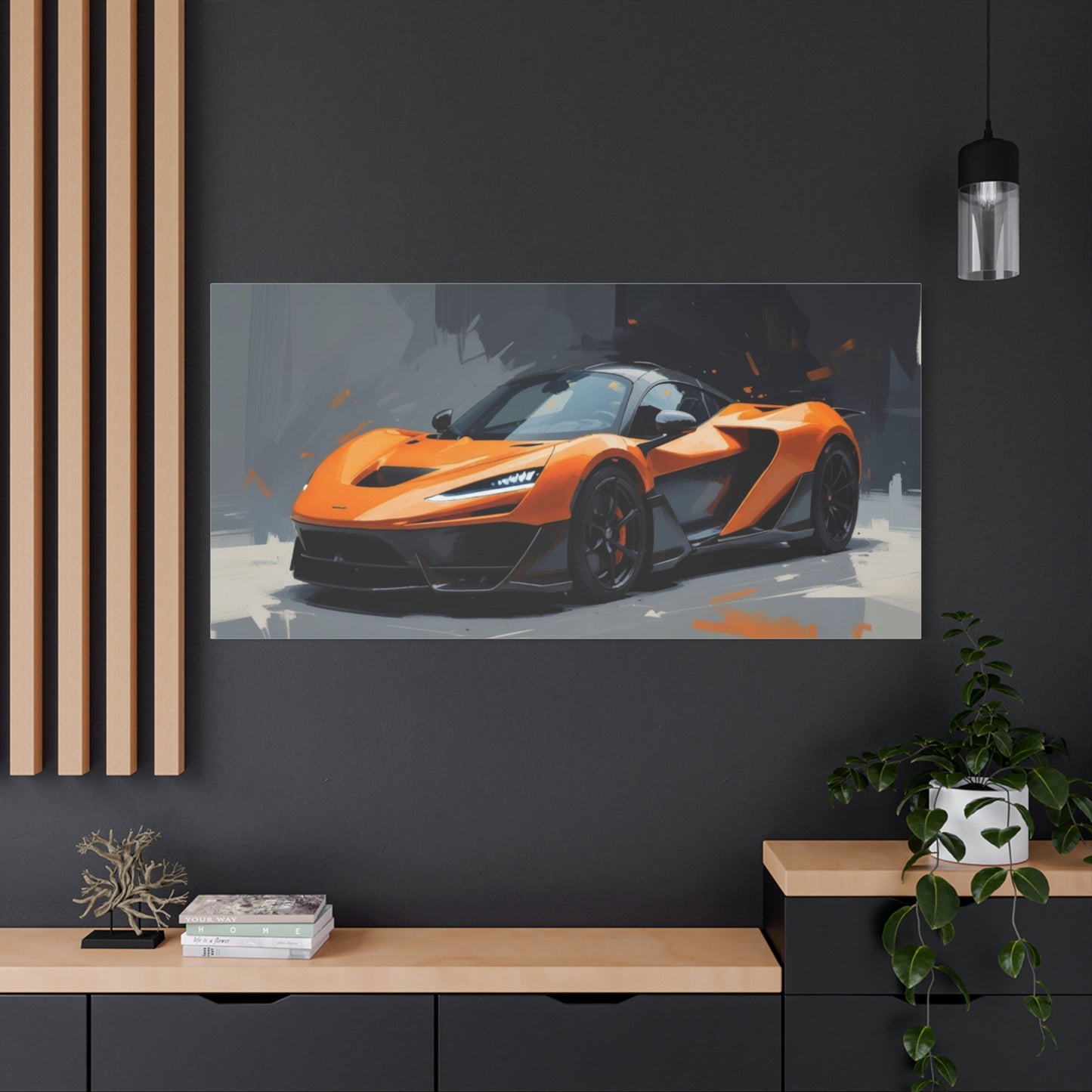 Orange Supercar Matte Canvas Wall Art – Stretched 1.25" Sports Car Print