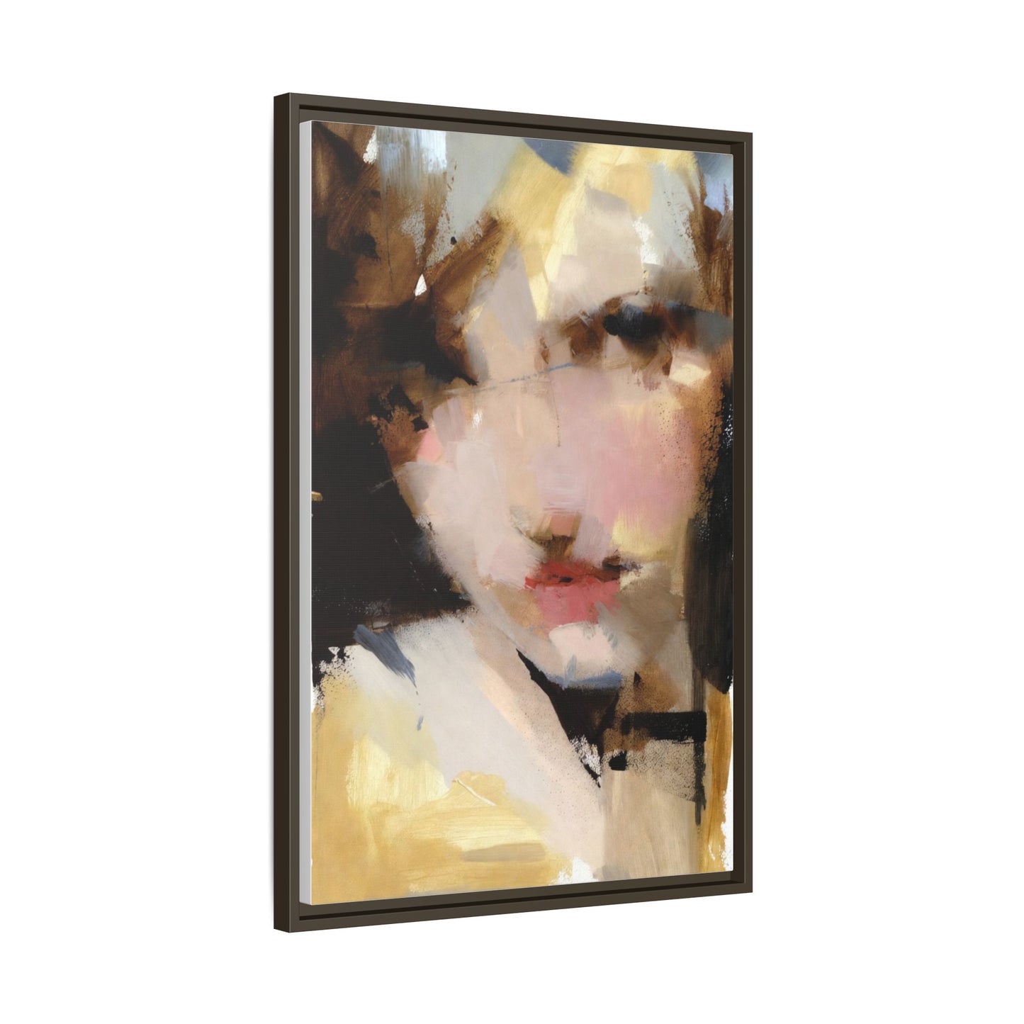 Abstract Portrait Matte Canvas Framed Print — Modern Feminine Wall Art