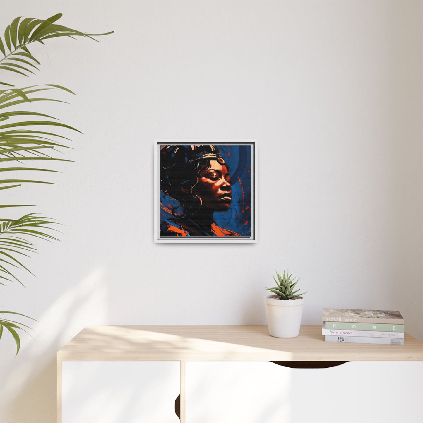 Framed Matte Canvas Art - Vibrant Portrait of a Black Woman (Multi-Color)