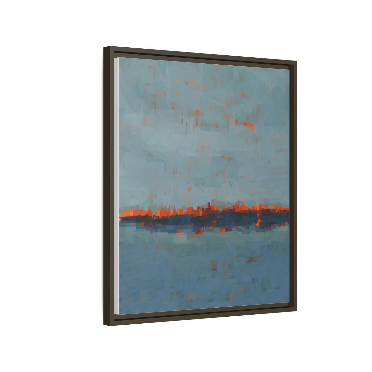 Framed Canvas Art — Teal & Orange Abstract Seascape