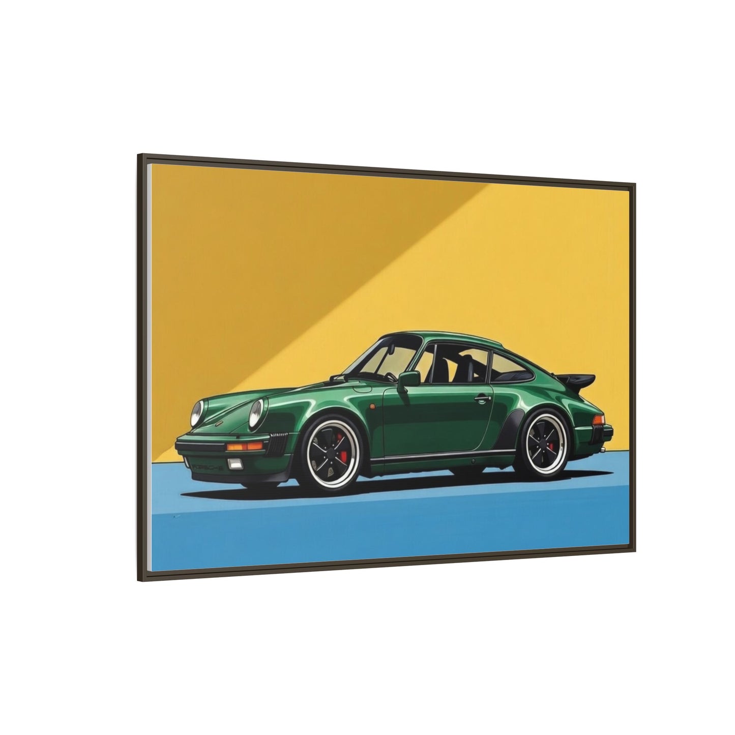 Framed Matte Canvas — Green Sports Car Wall Art