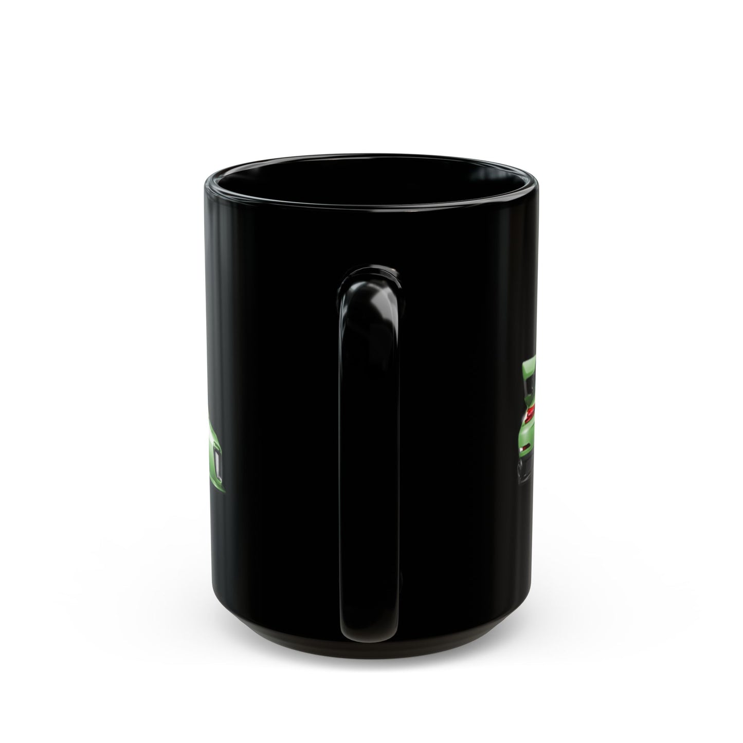 Green Sports Car Mug — Black Ceramic Coffee Cup for Car Enthusiasts (11oz/15oz)