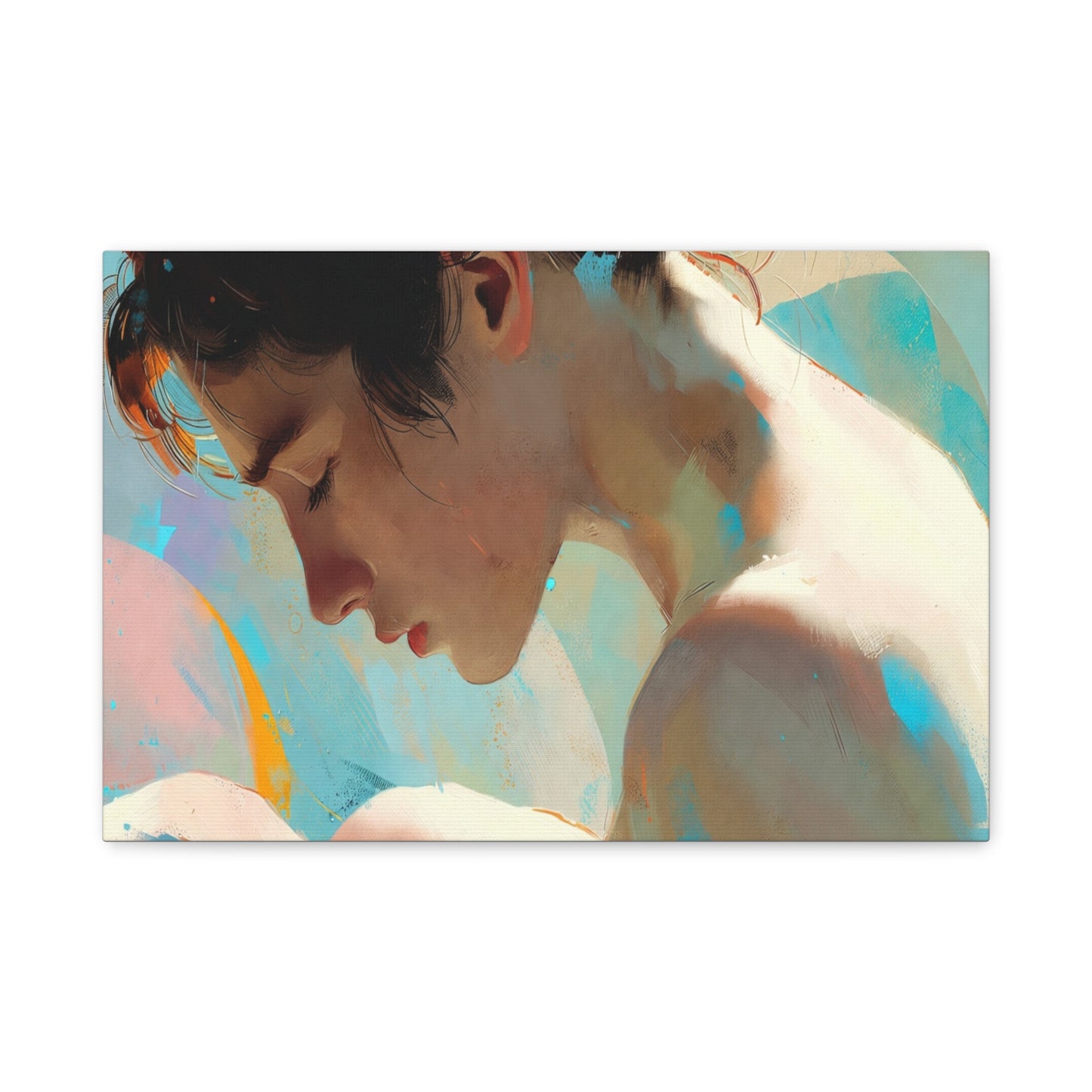 Dreamy Portrait Matte Canvas Print — Serene Female Profile Wall Art, Stretched 1.25"