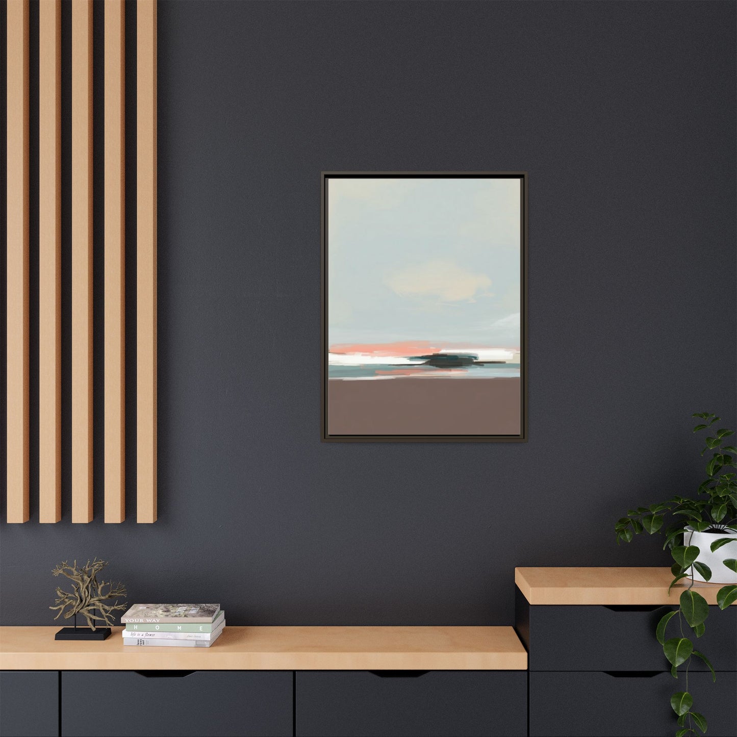 Framed Matte Canvas Print — Soft Coastal Abstract Landscape