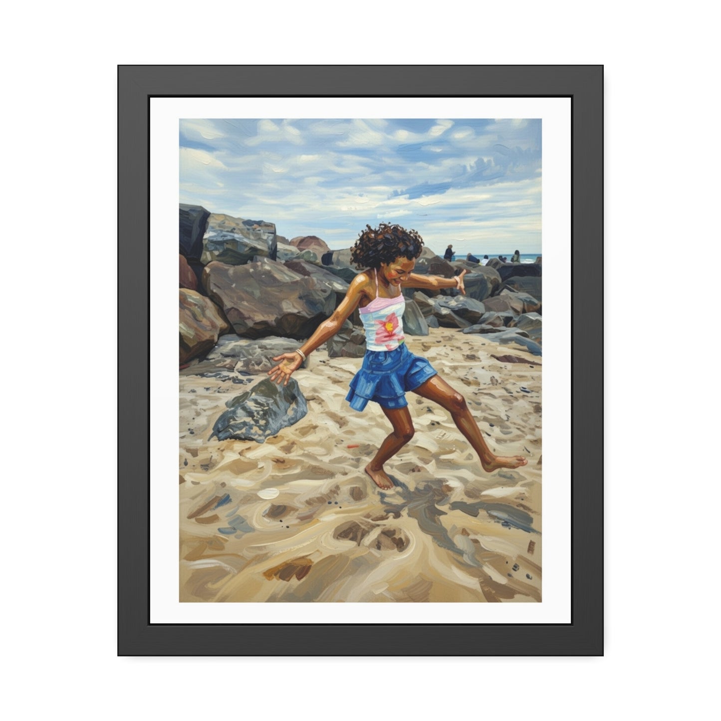 Framed Poster - Joyful Beach Dance Art Print