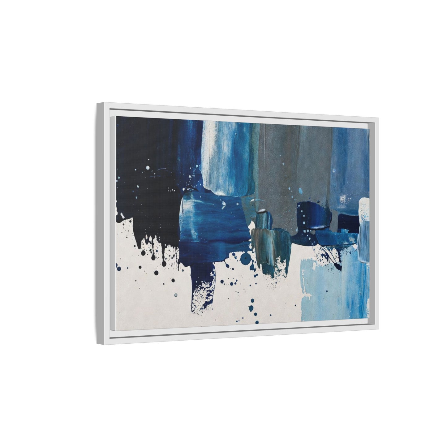Abstract Blue Ocean Matte Canvas Framed Wall Art