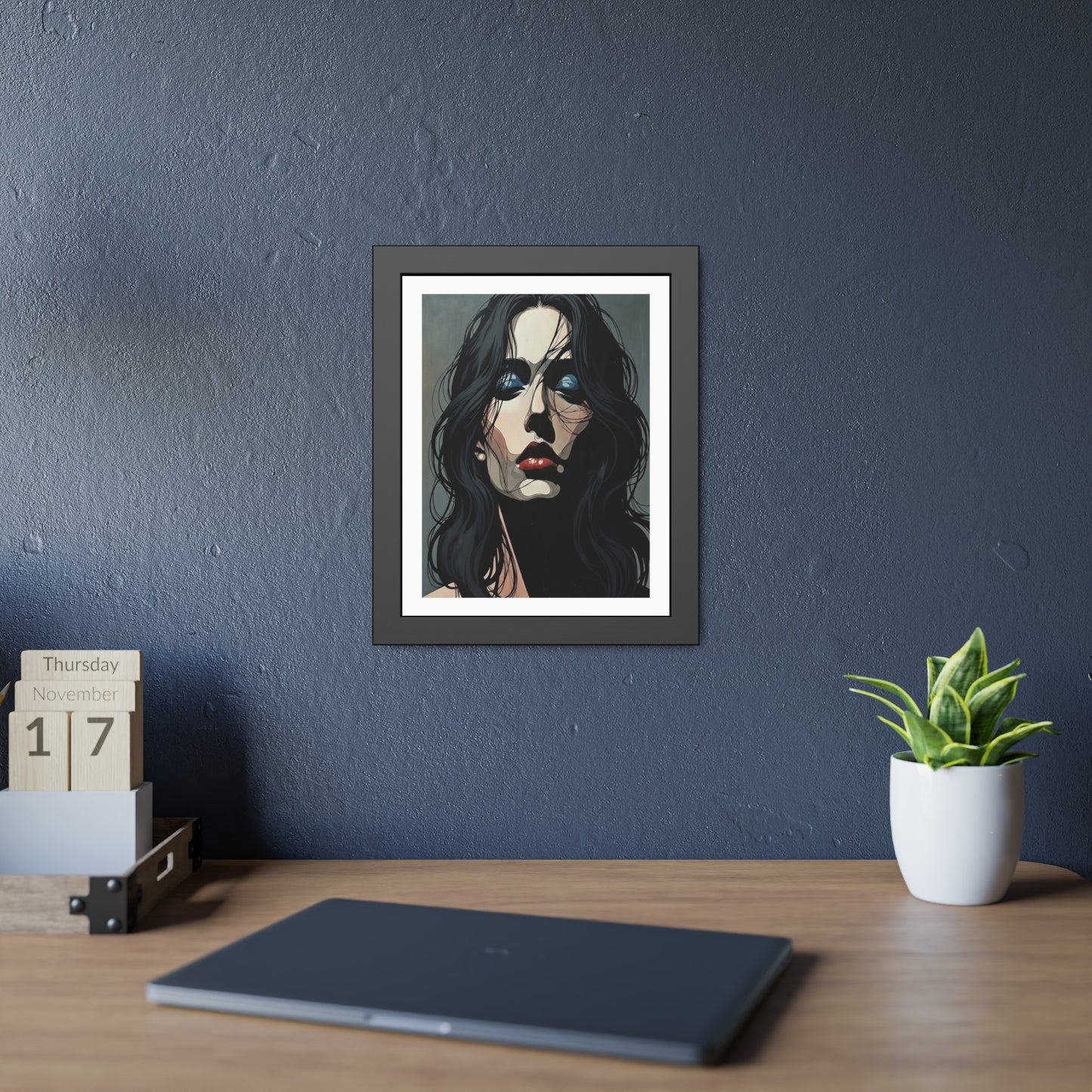 Framed Poster — Moody Portrait Art Print (Dark Feminine Wall Decor)