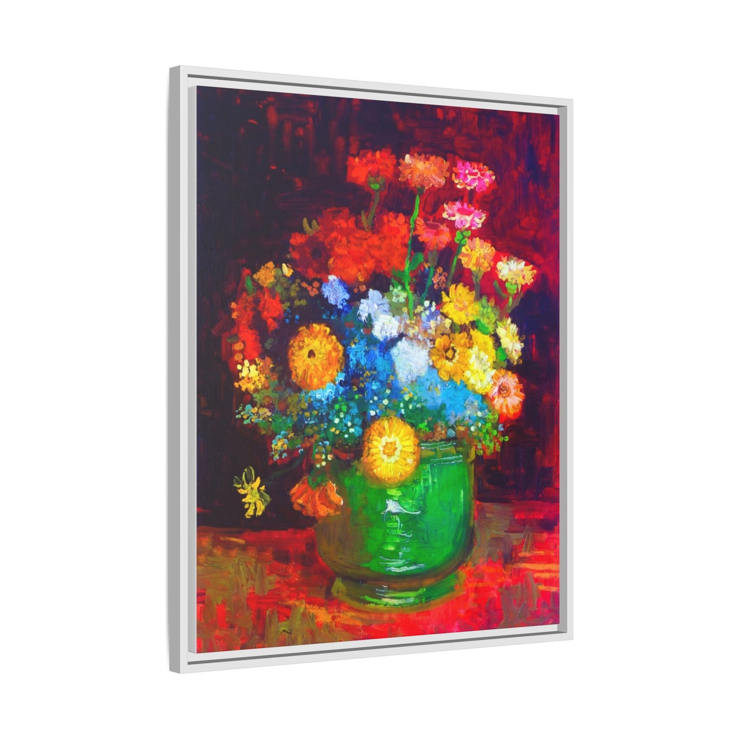 Framed Floral Canvas Print — Colorful Bouquet Wall Art