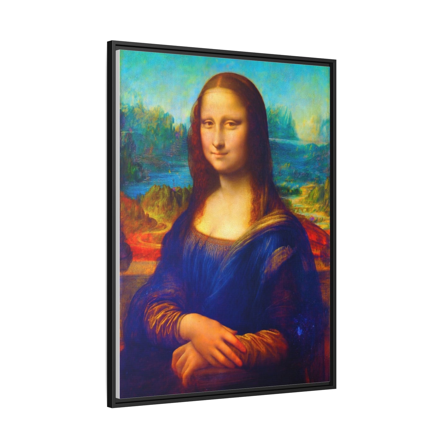 Framed Matte Canvas Print — Colorful Mona Lisa Wall Art