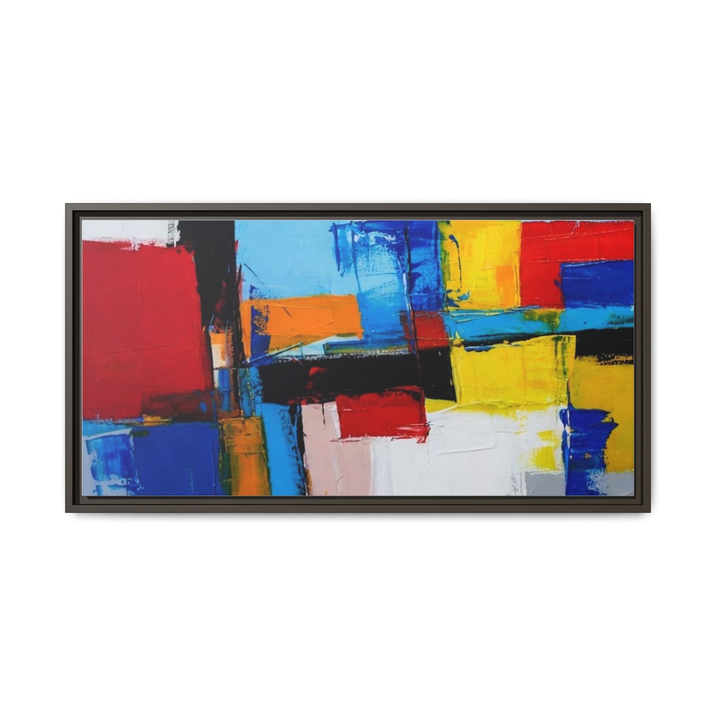 Abstract Color Block Matte Canvas Framed Wall Art