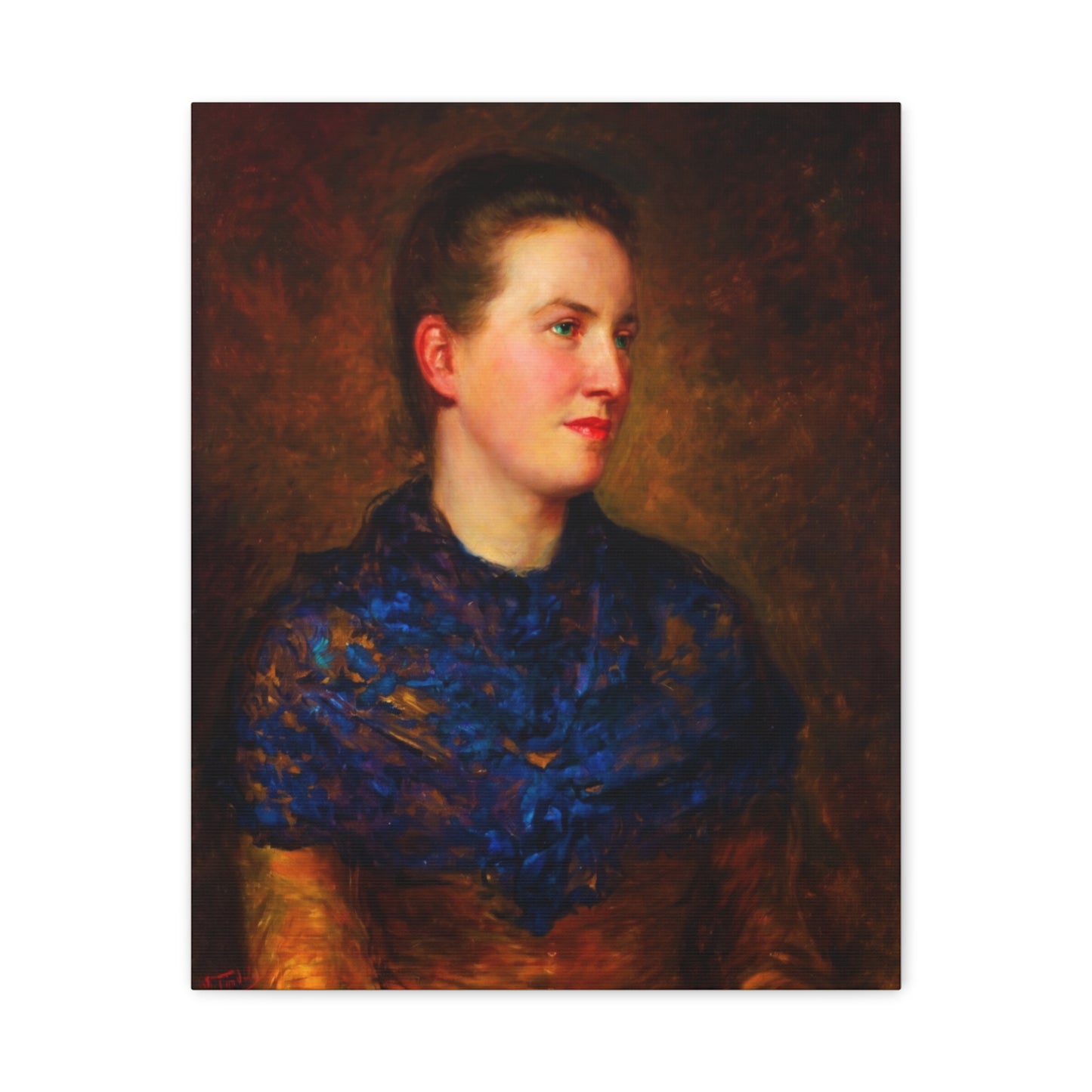 Portrait Canvas Print — Vintage Woman Oil Painting on Stretched Matte Canvas