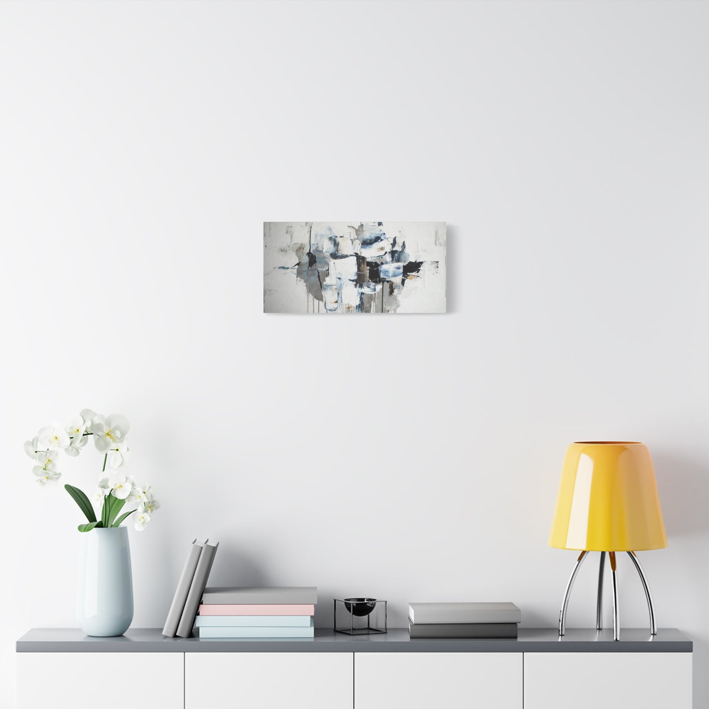 Abstract Blue & Gray Canvas Wall Art — Stretched Matte Canvas