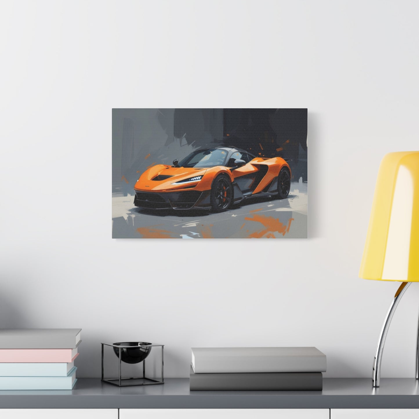 Orange Supercar Matte Canvas Wall Art – Stretched 1.25" Sports Car Print
