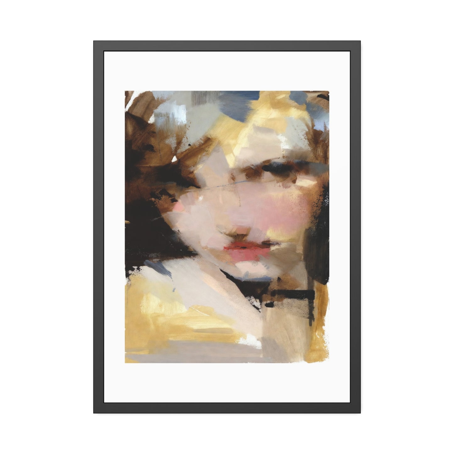 Abstract Portrait Framed Poster – Modern Impressionist Wall Art