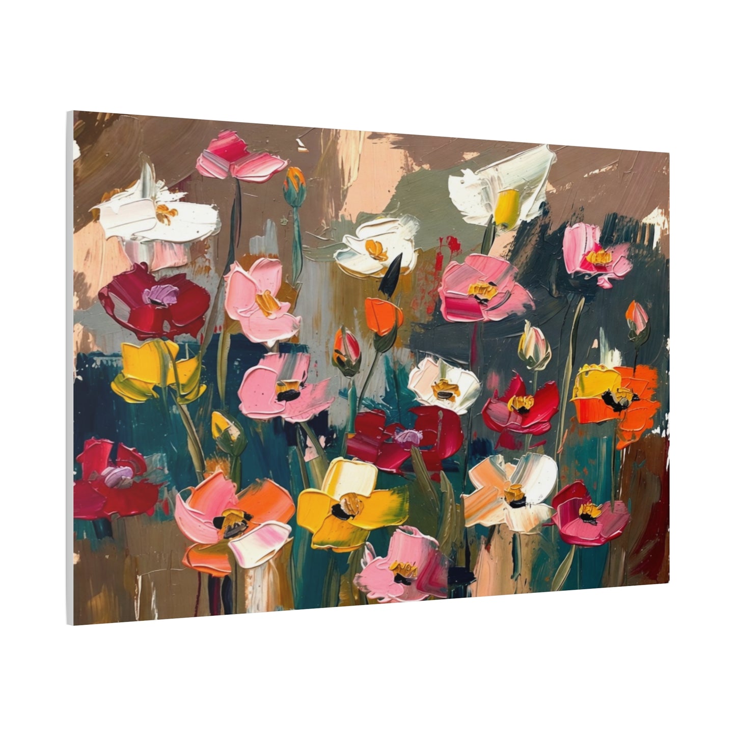 Abstract Floral Canvas Wall Art — Colorful Poppies Matte Stretched Print