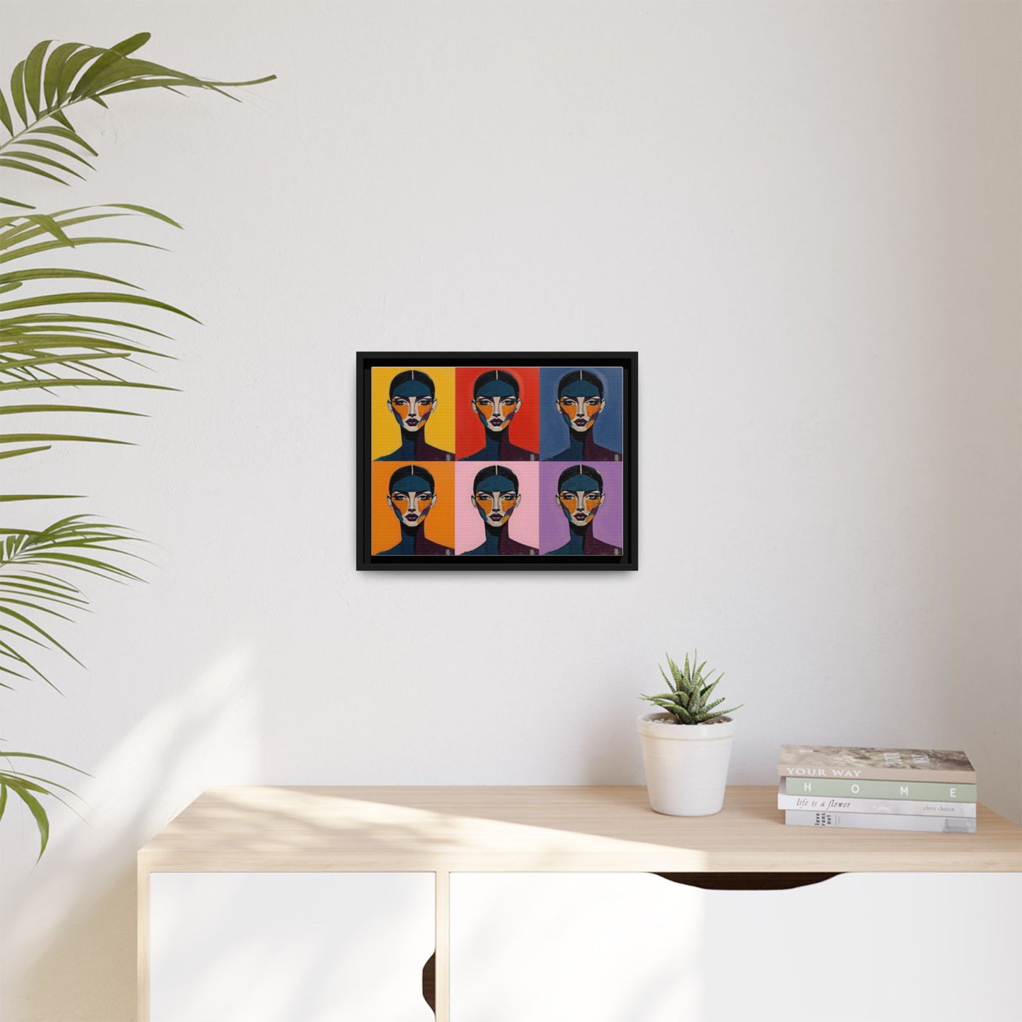 Pop Art Portrait Matte Canvas — Framed Multi-Color Wall Art