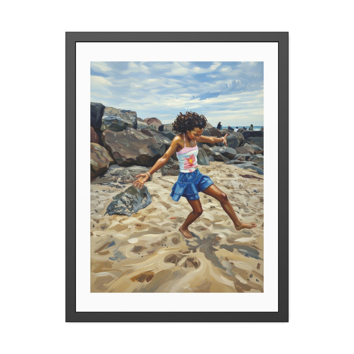 Framed Poster - Joyful Beach Dance Art Print