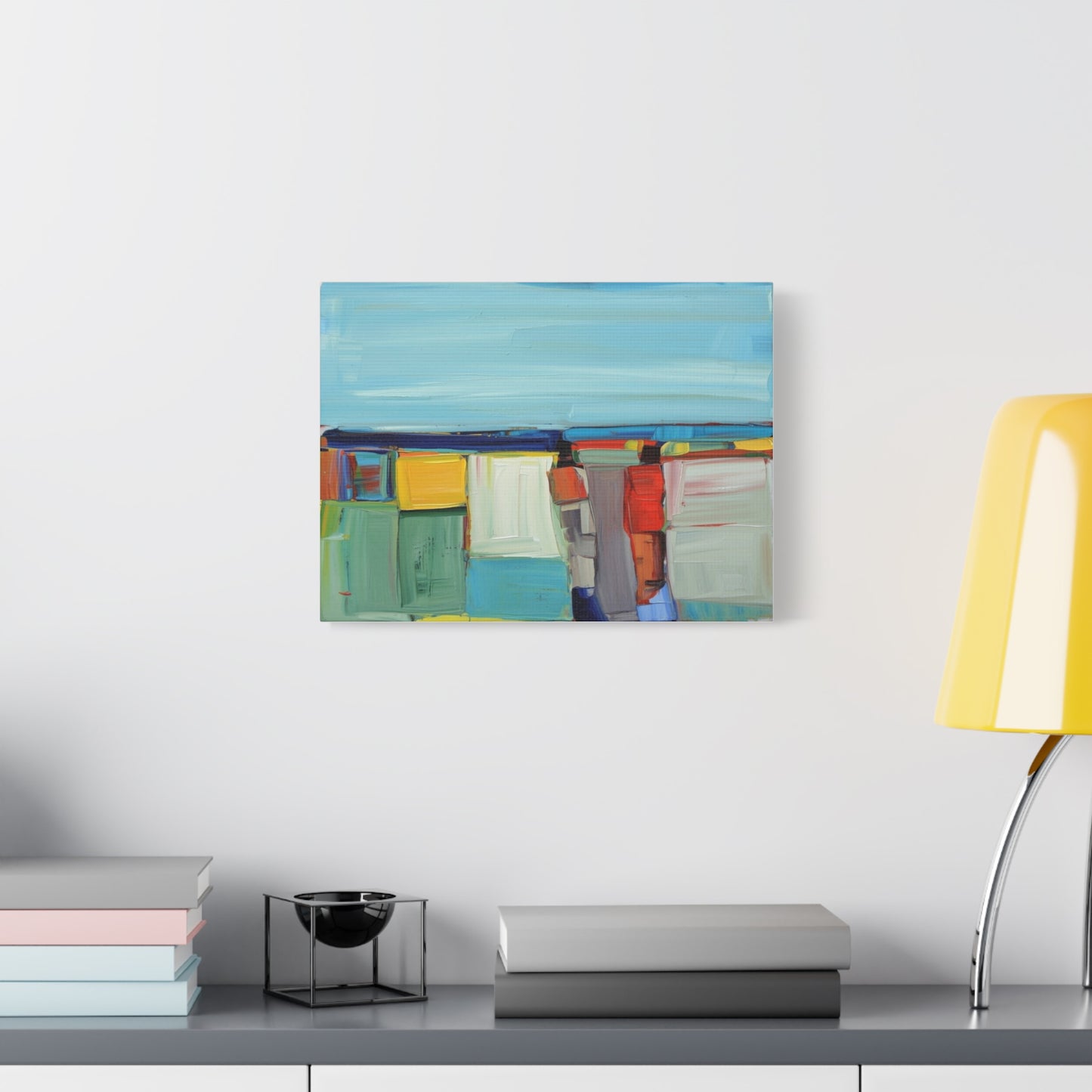 Abstract Coastal Landscape Canvas Print — Colorful Modern Seascape Wall Art