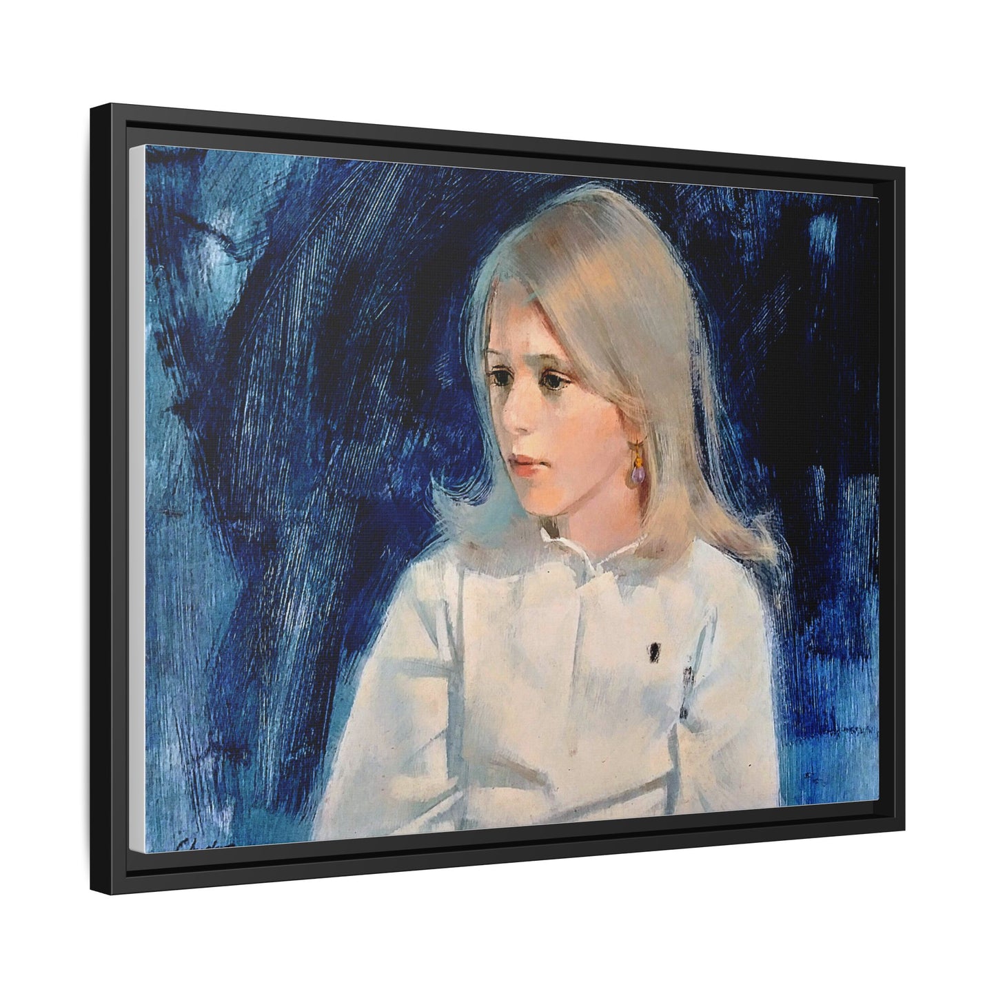 Painting of girl by Unknown Artist Framed Matte Canvas Classic Wall Art